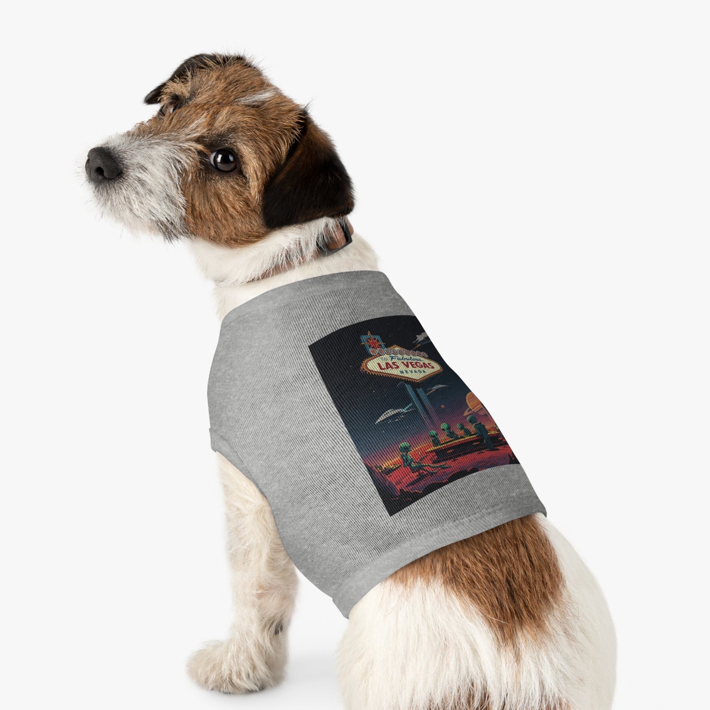 Aliens Hanging at the Welcome to Las Vegas Sign Pet Tank Top - Fun & Trendy Dog Apparel