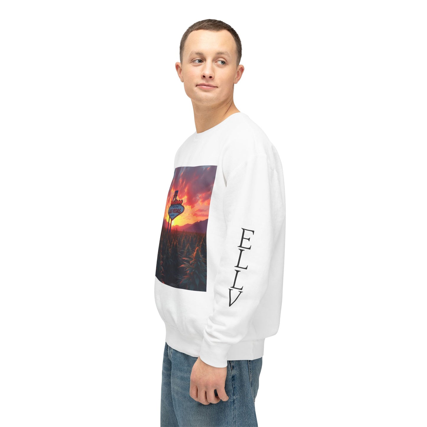 ELLV 420 Field in a Las Vegas Sunset ~ Uni Sec Crew Neck Sweatshirt