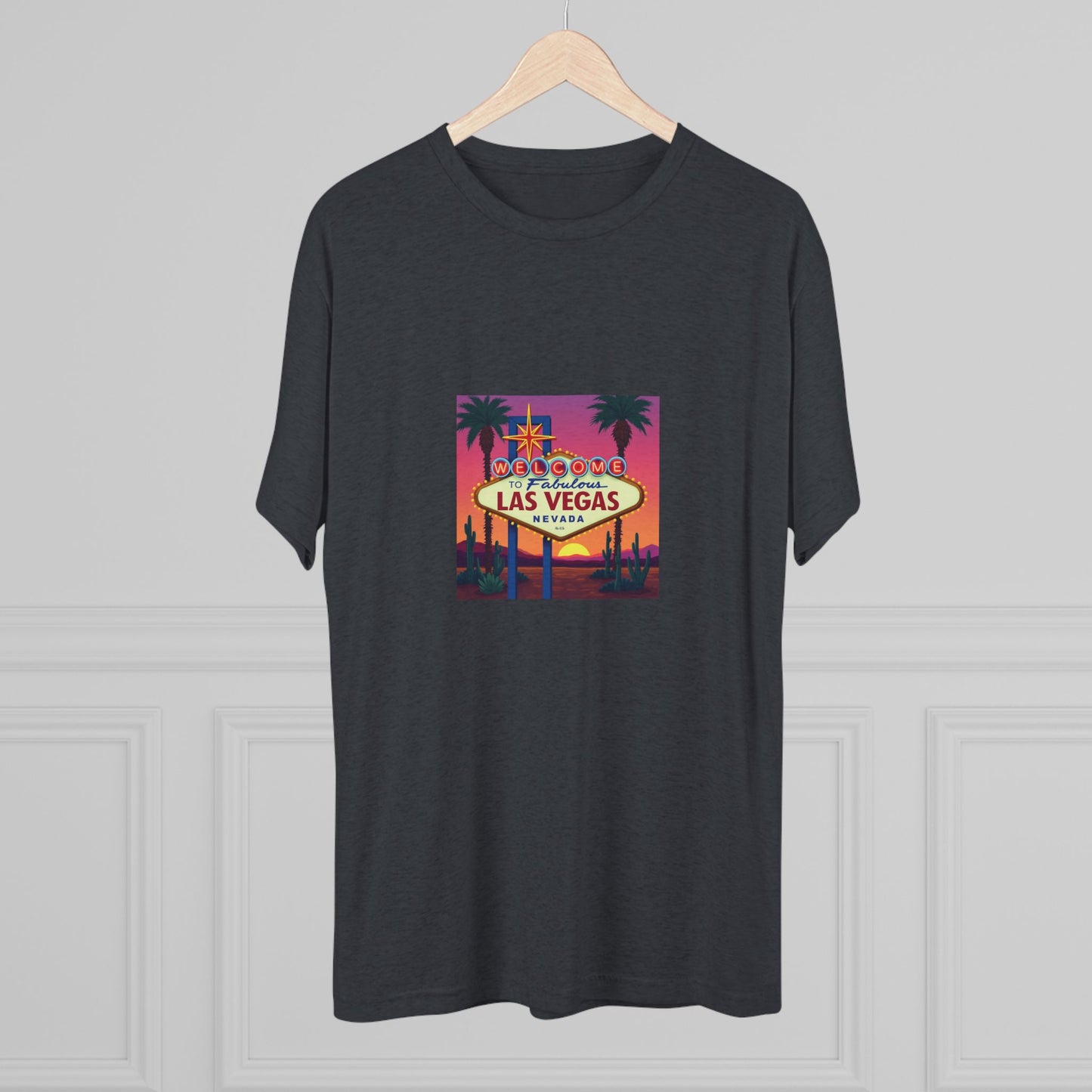 Welcome to Las Vegas Colorful desert Sunset Sign ~ Uni Sex Tri Blend Soft T