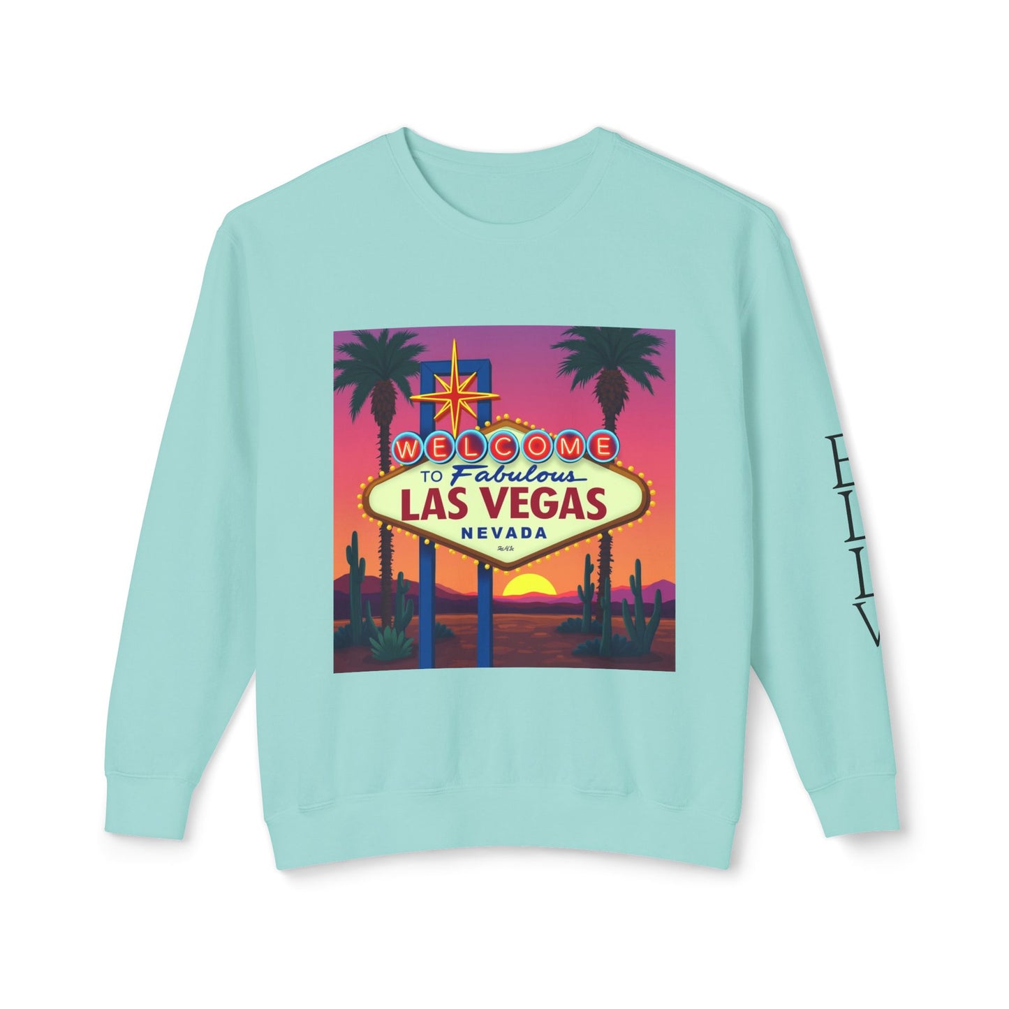 Welcome to Las Vegas Sign Colorful Desert Sunset ~ Uni Sex Crew Neck Sweat Shirt