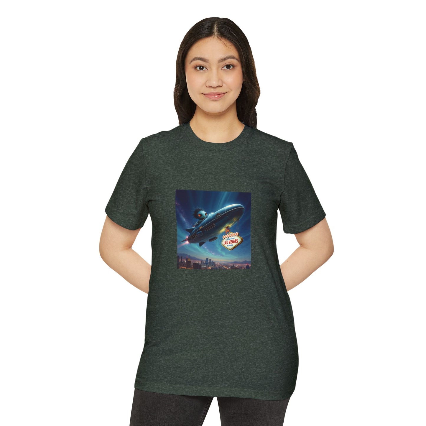 Aliens are stealing the Welcome to Las Vegas Sign ~ Organic T-Shirt for Travel Lovers