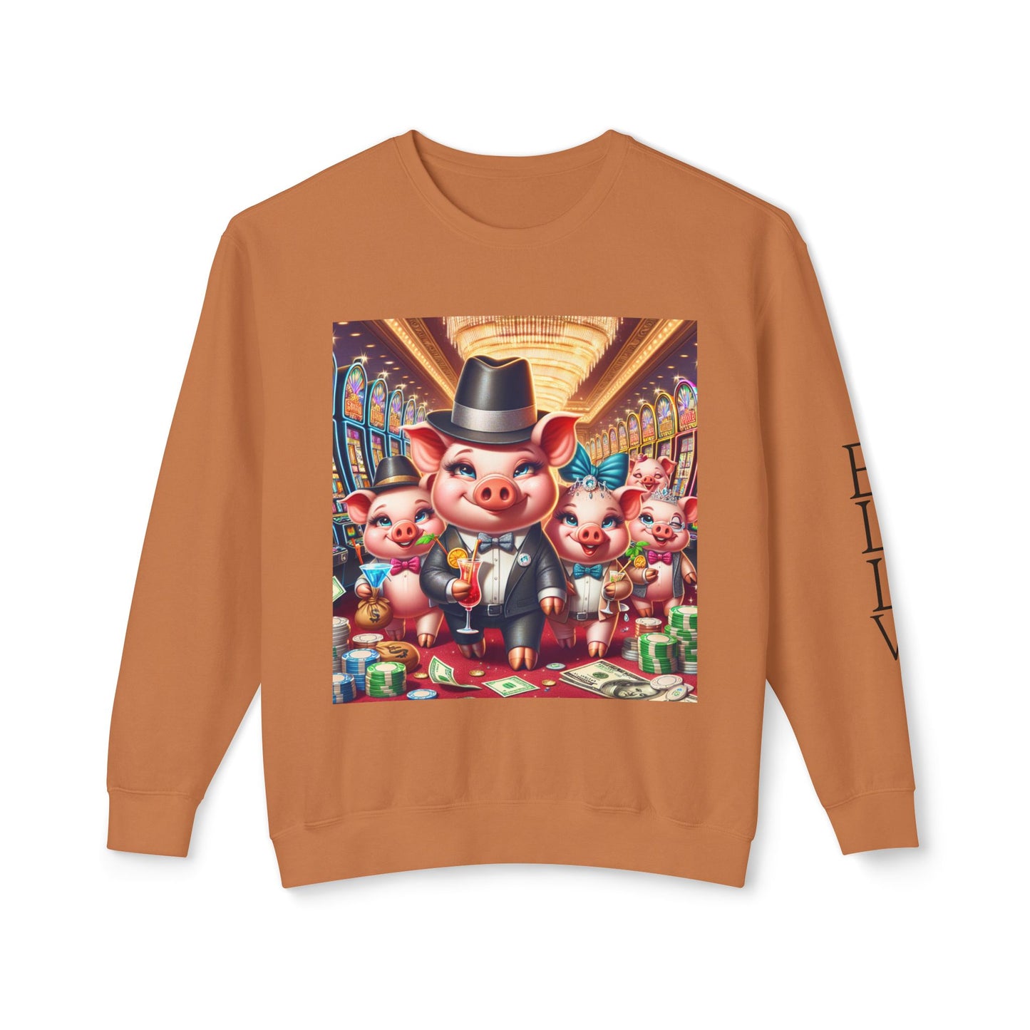 Pigs Livin it up Las Vegas style ~ Uni Sex Crew Neck Sweat Shirt