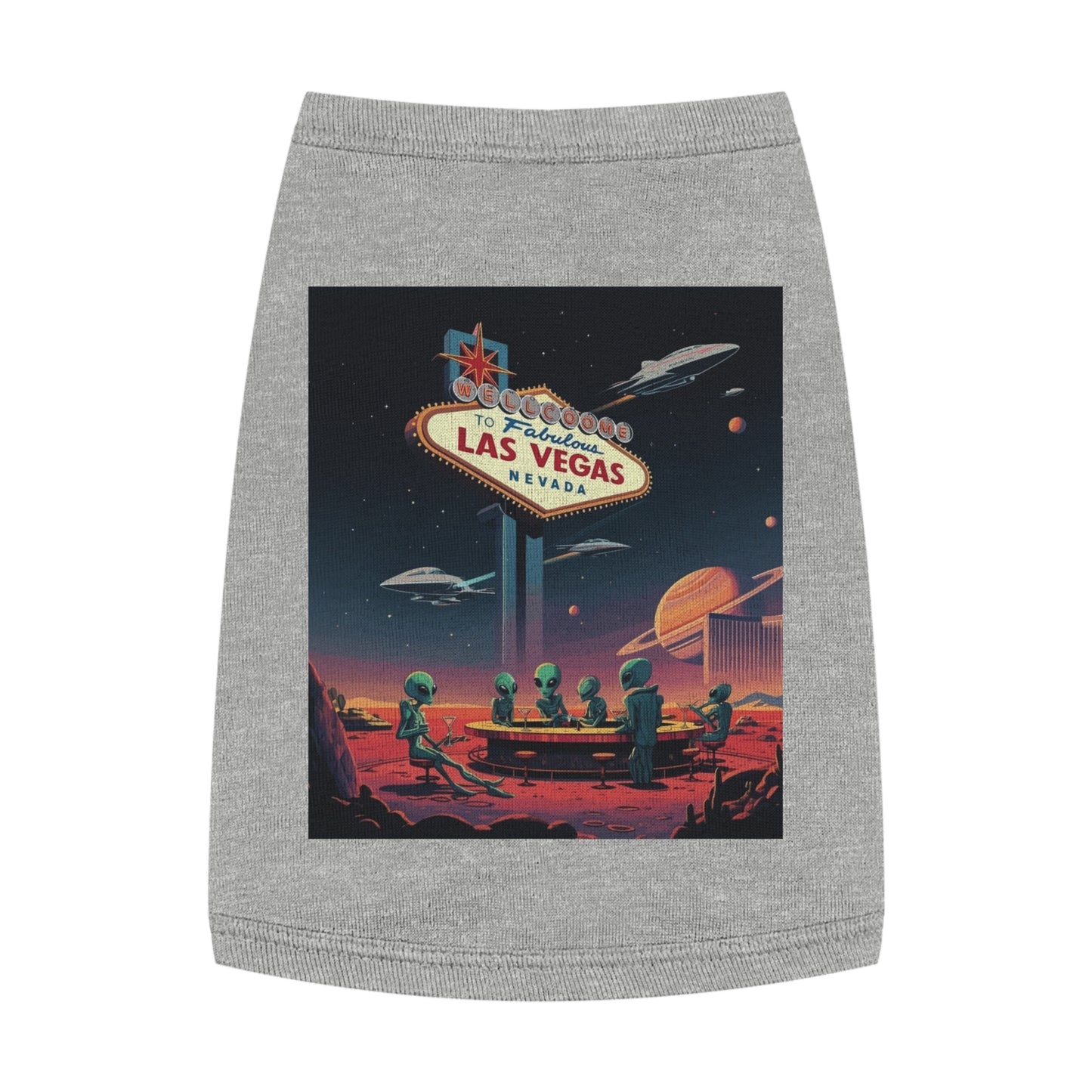 Aliens Hanging at the Welcome to Las Vegas Sign Pet Tank Top - Fun & Trendy Dog Apparel