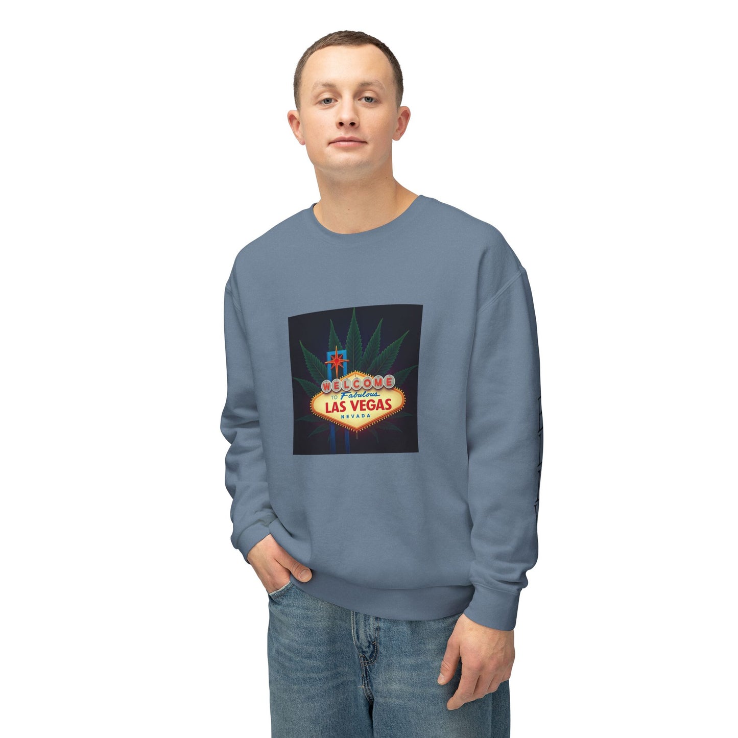 ELLV 420 Welcome to Fabulous Las Vegas Sign ~ Uni Sex Crew Neck Sweat Shirt