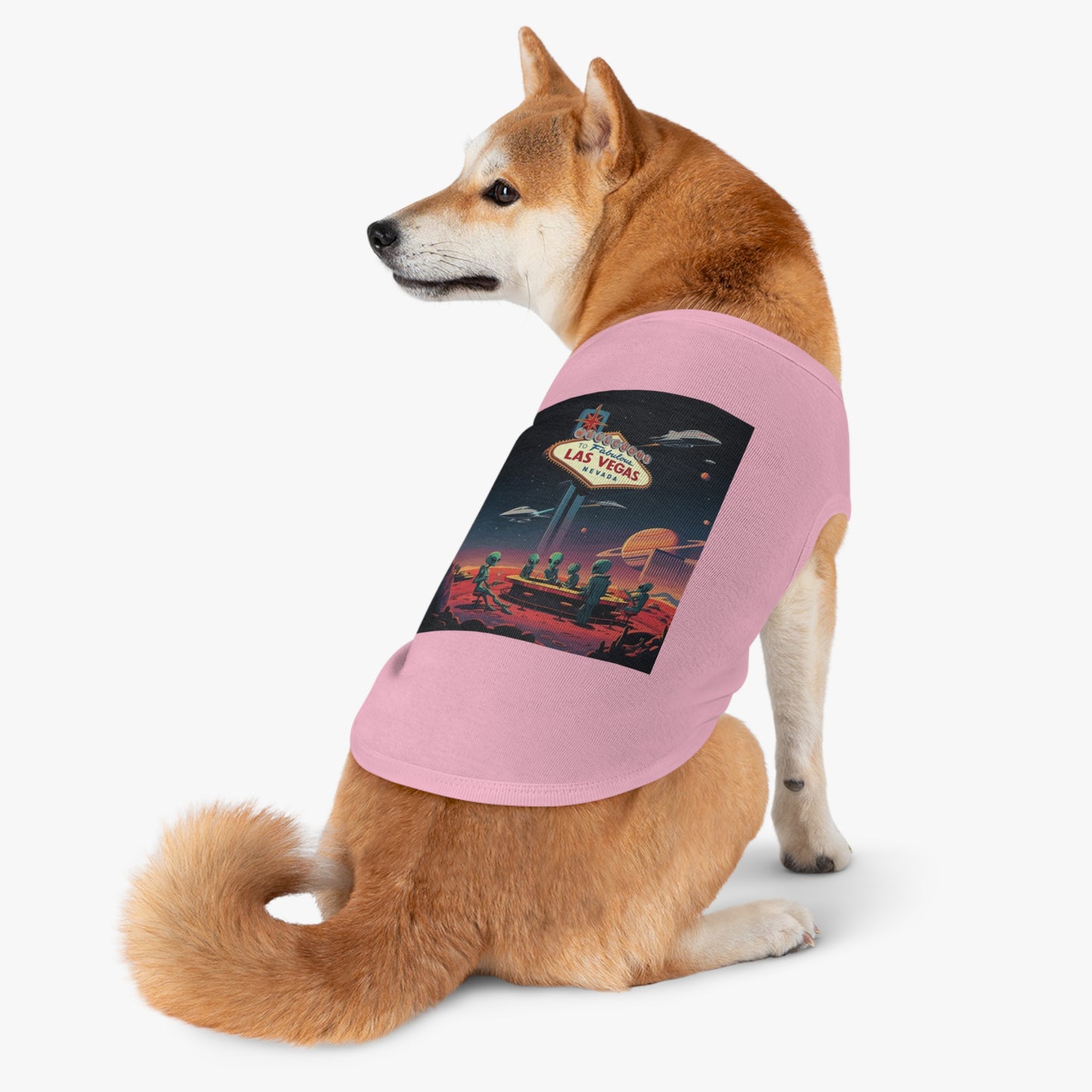 Aliens Hanging at the Welcome to Las Vegas Sign Pet Tank Top - Fun & Trendy Dog Apparel