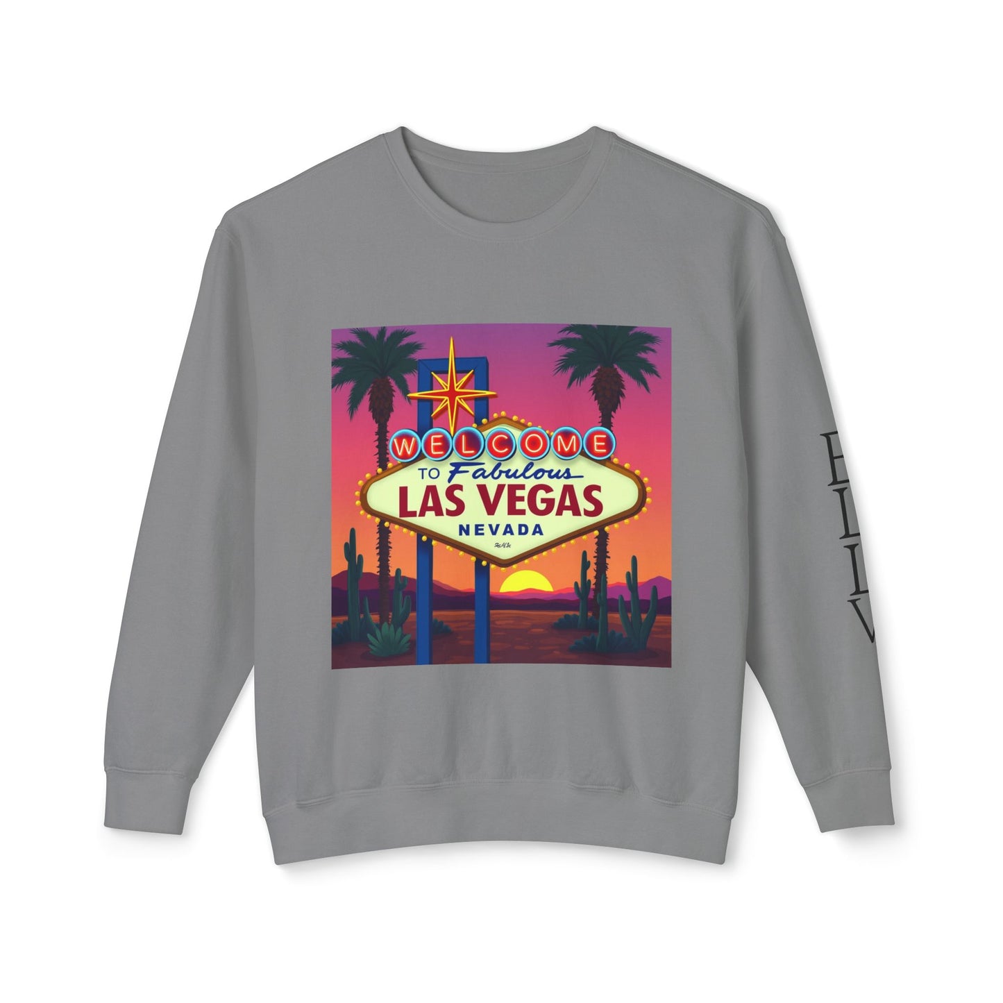 Welcome to Las Vegas Sign Colorful Desert Sunset ~ Uni Sex Crew Neck Sweat Shirt