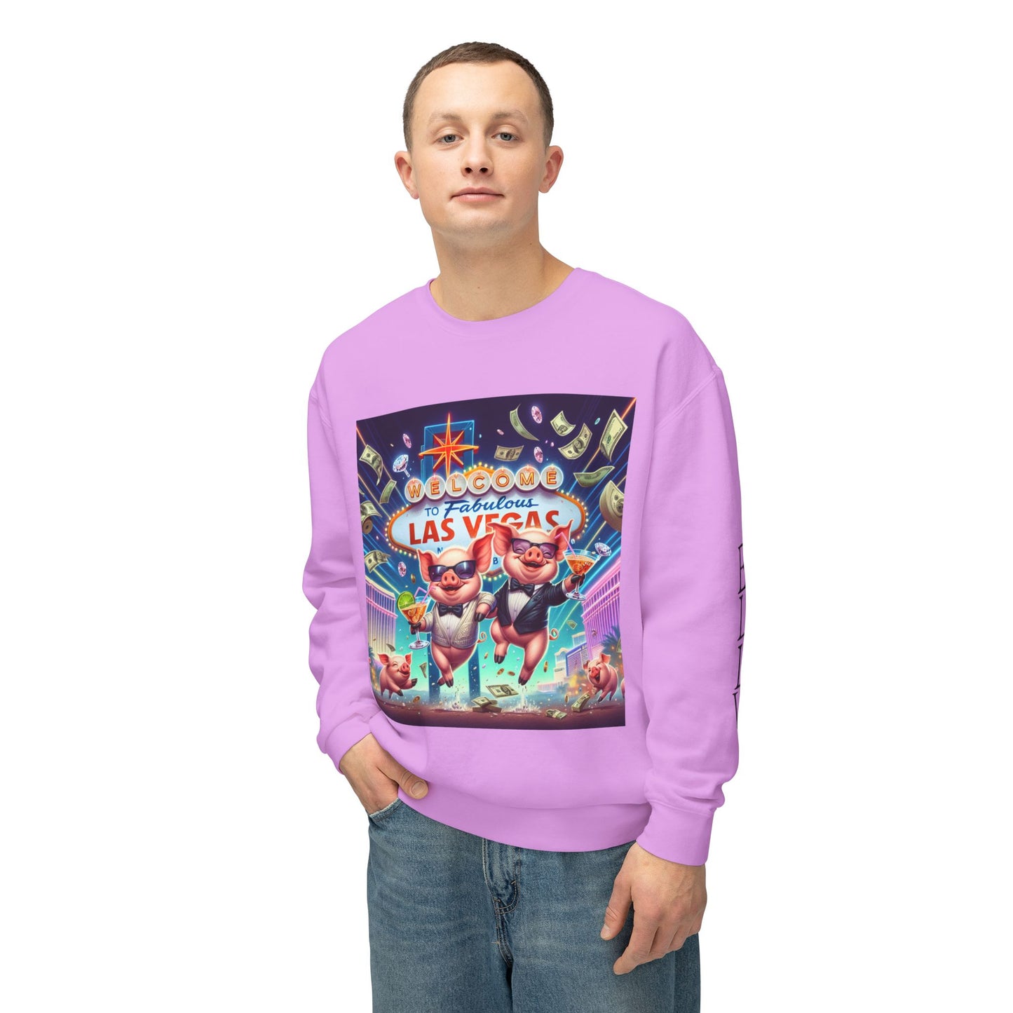 Happy as Pigs In Las Vegas ~ Uni Sex Crew Neck Sweat Shirt