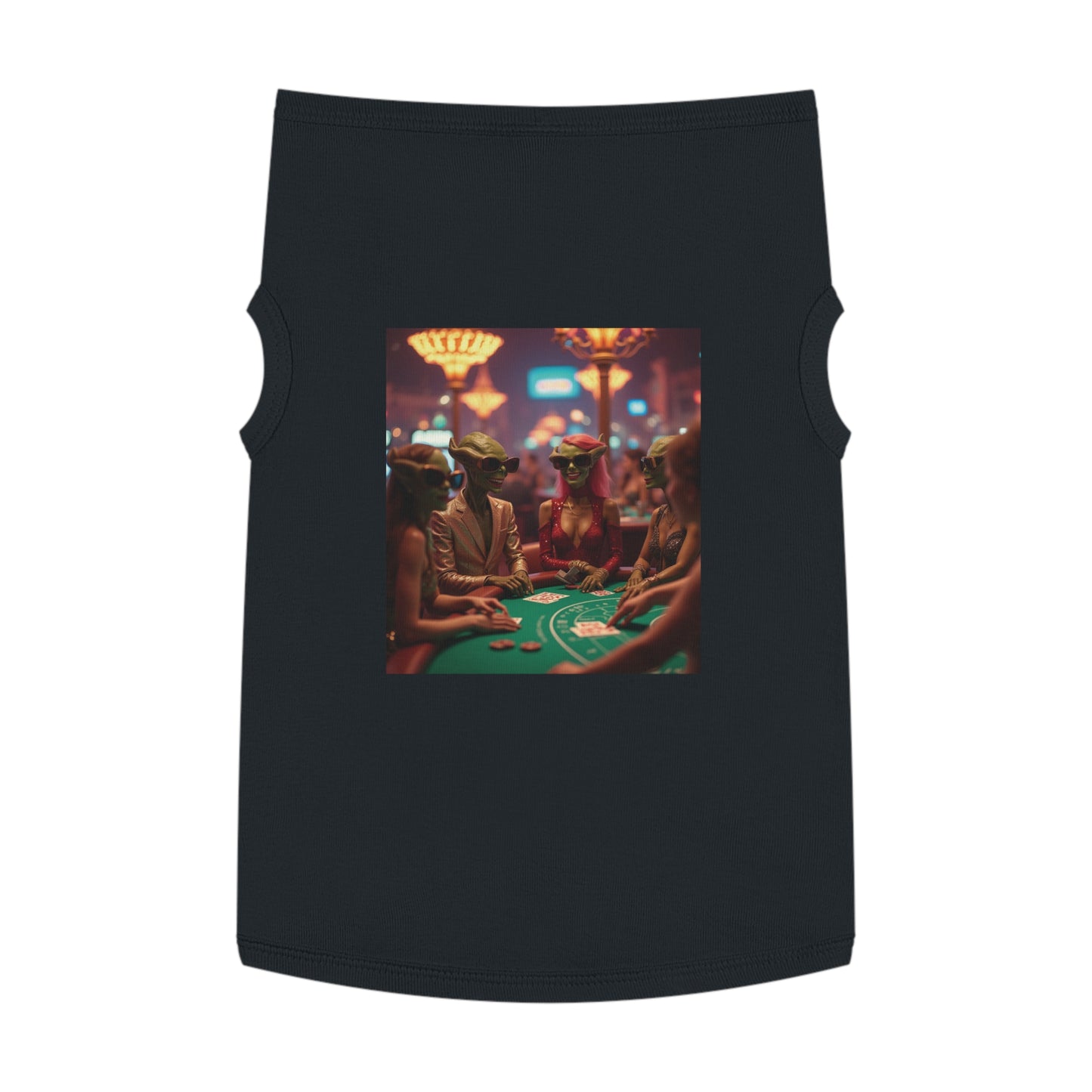 Aliens Playing Black Jack in Las Vegas Pet Tank Top - Fun & Trendy Dog Apparel