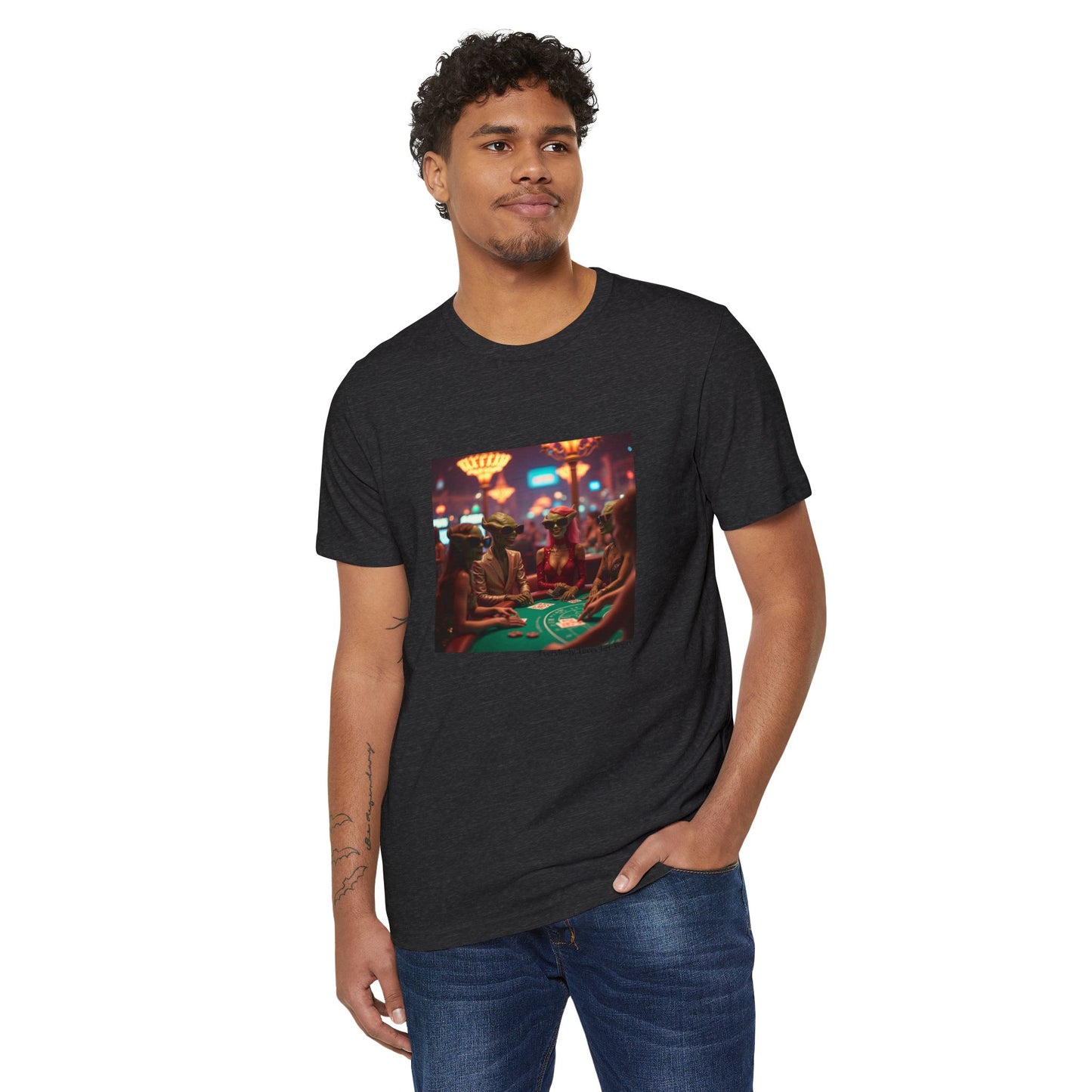 Aliens Loving Las Vegas Playing Blackjack ~ Unisex Organic T-Shirt