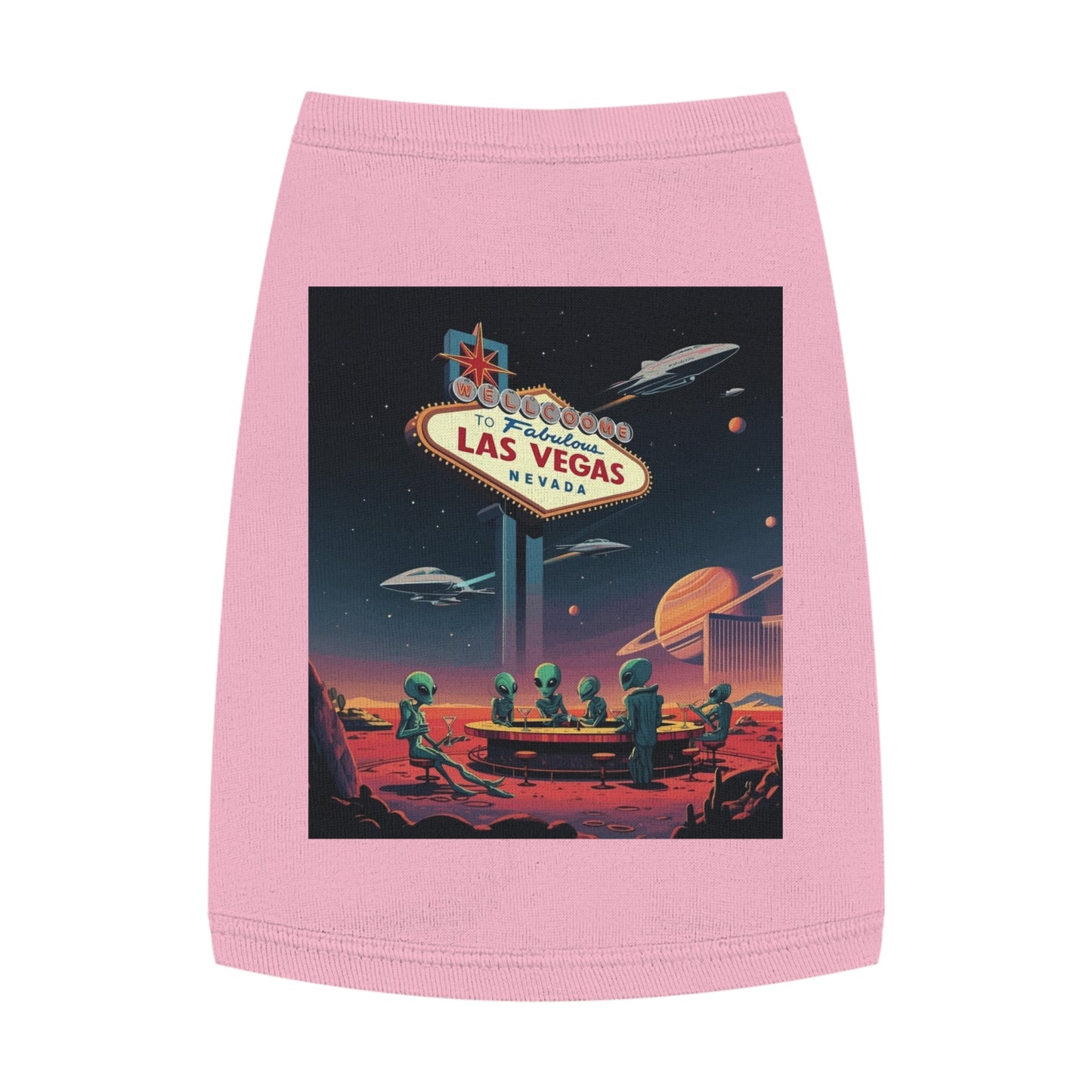 Aliens Hanging at the Welcome to Las Vegas Sign Pet Tank Top - Fun & Trendy Dog Apparel