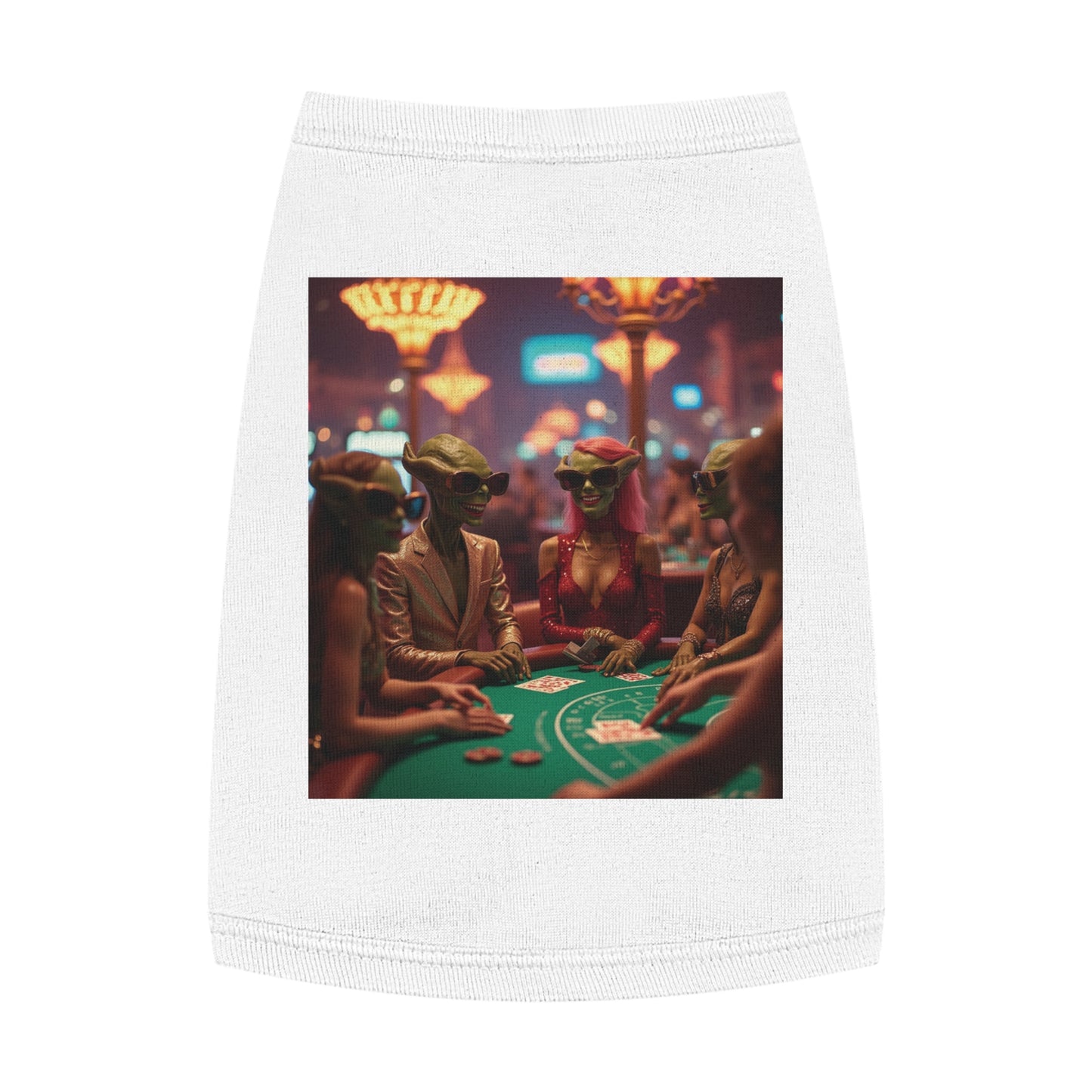 Aliens Playing Black Jack in Las Vegas Pet Tank Top - Fun & Trendy Dog Apparel