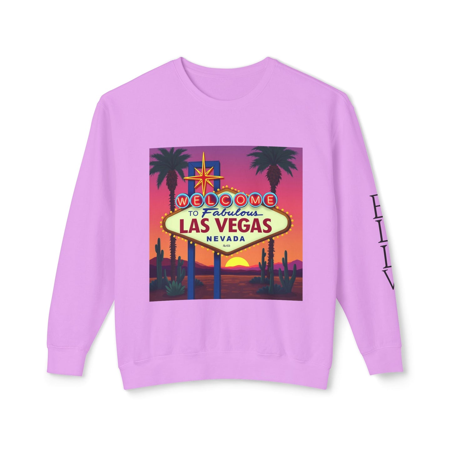 Welcome to Las Vegas Sign Colorful Desert Sunset ~ Uni Sex Crew Neck Sweat Shirt