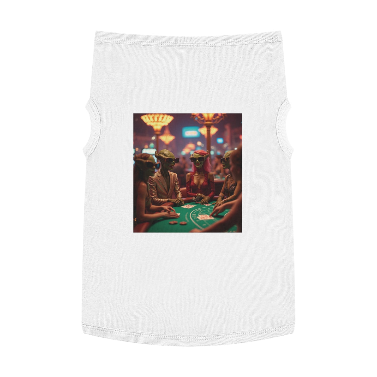 Aliens Playing Black Jack in Las Vegas Pet Tank Top - Fun & Trendy Dog Apparel