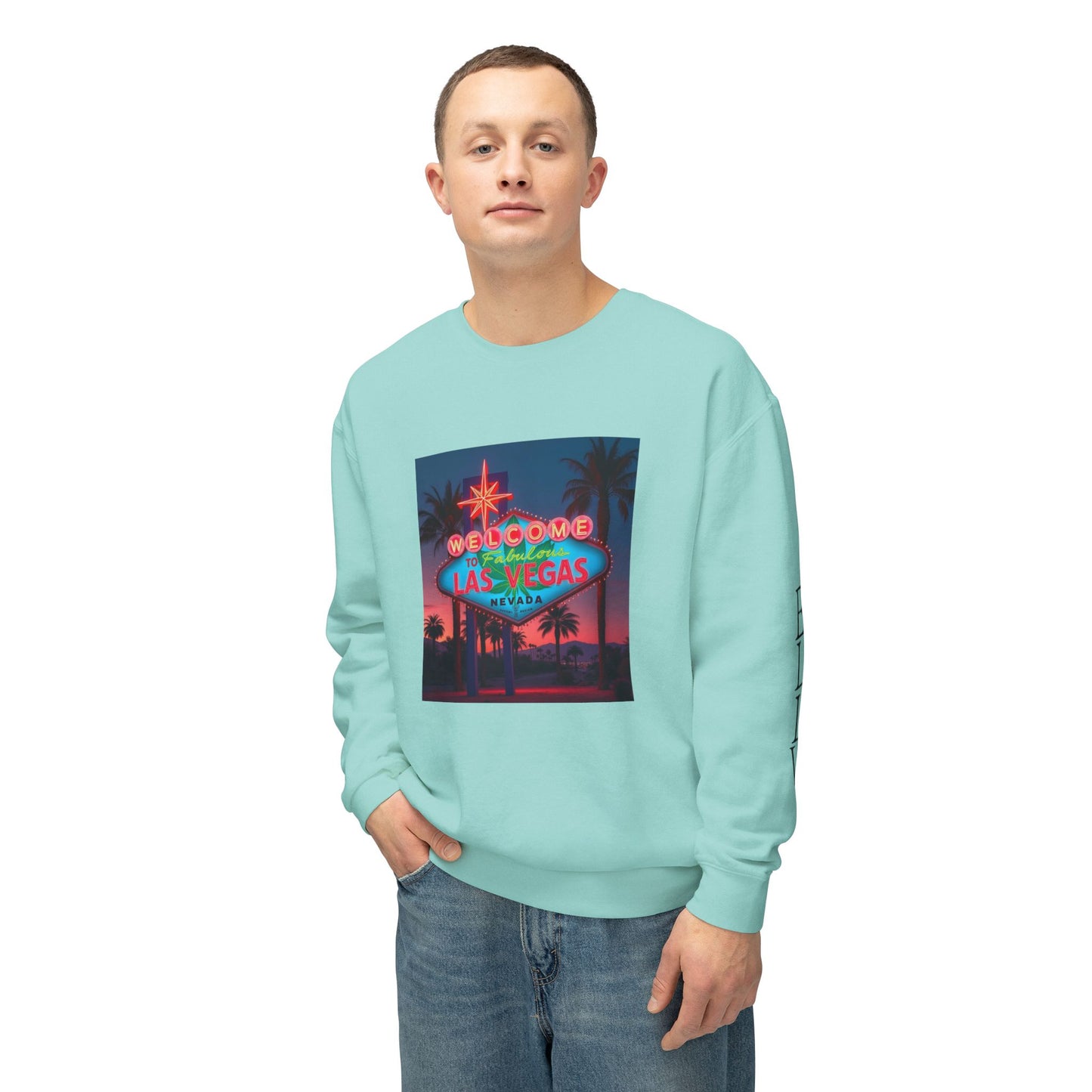 ELLV 420 Las Vegas Neon Sign ~ Uni Sex Crew Neck Sweat Shirt