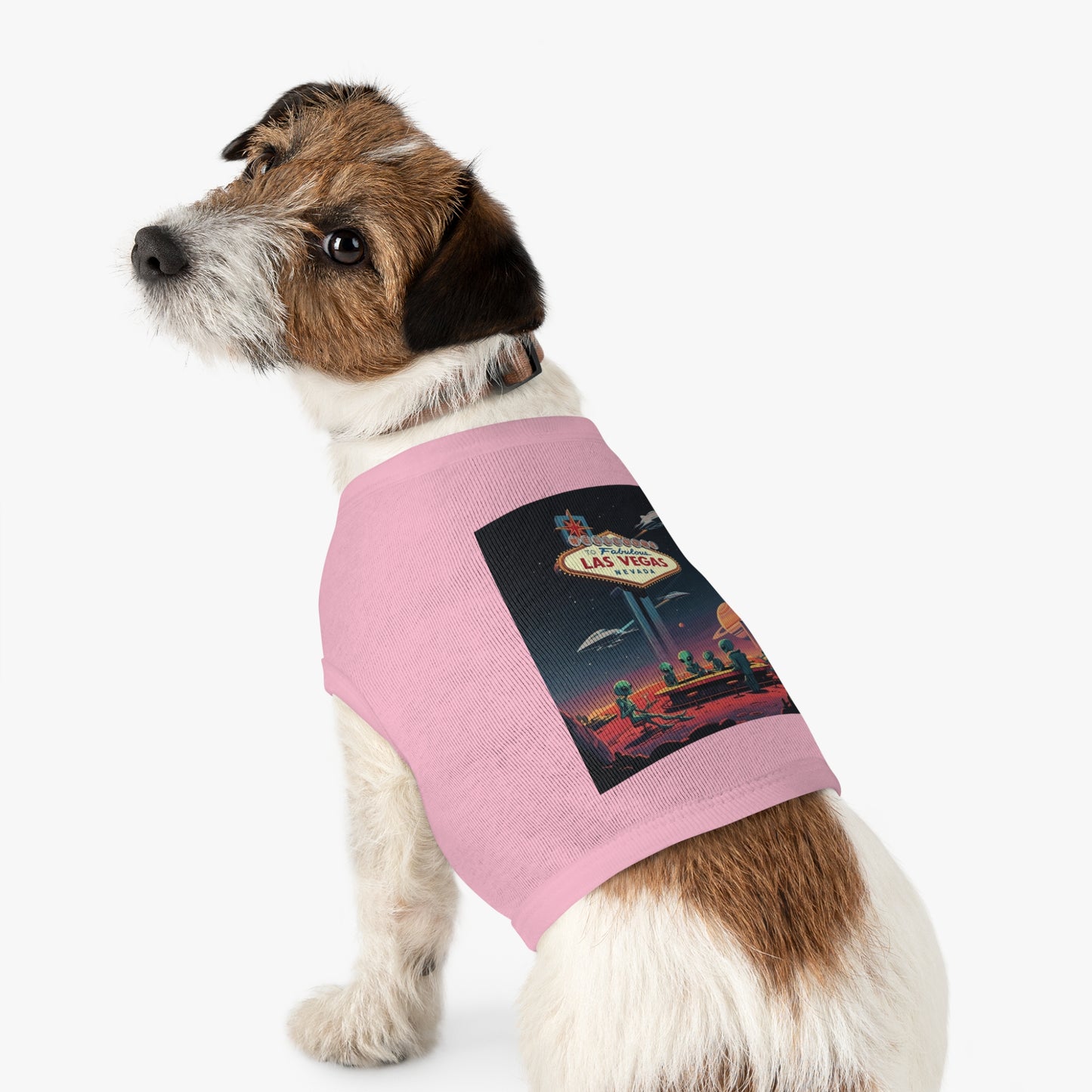 Aliens Hanging at the Welcome to Las Vegas Sign Pet Tank Top - Fun & Trendy Dog Apparel