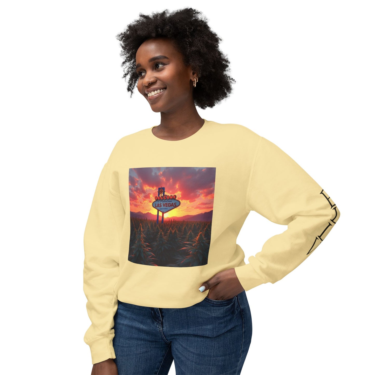 ELLV 420 Field in a Las Vegas Sunset ~ Uni Sec Crew Neck Sweatshirt