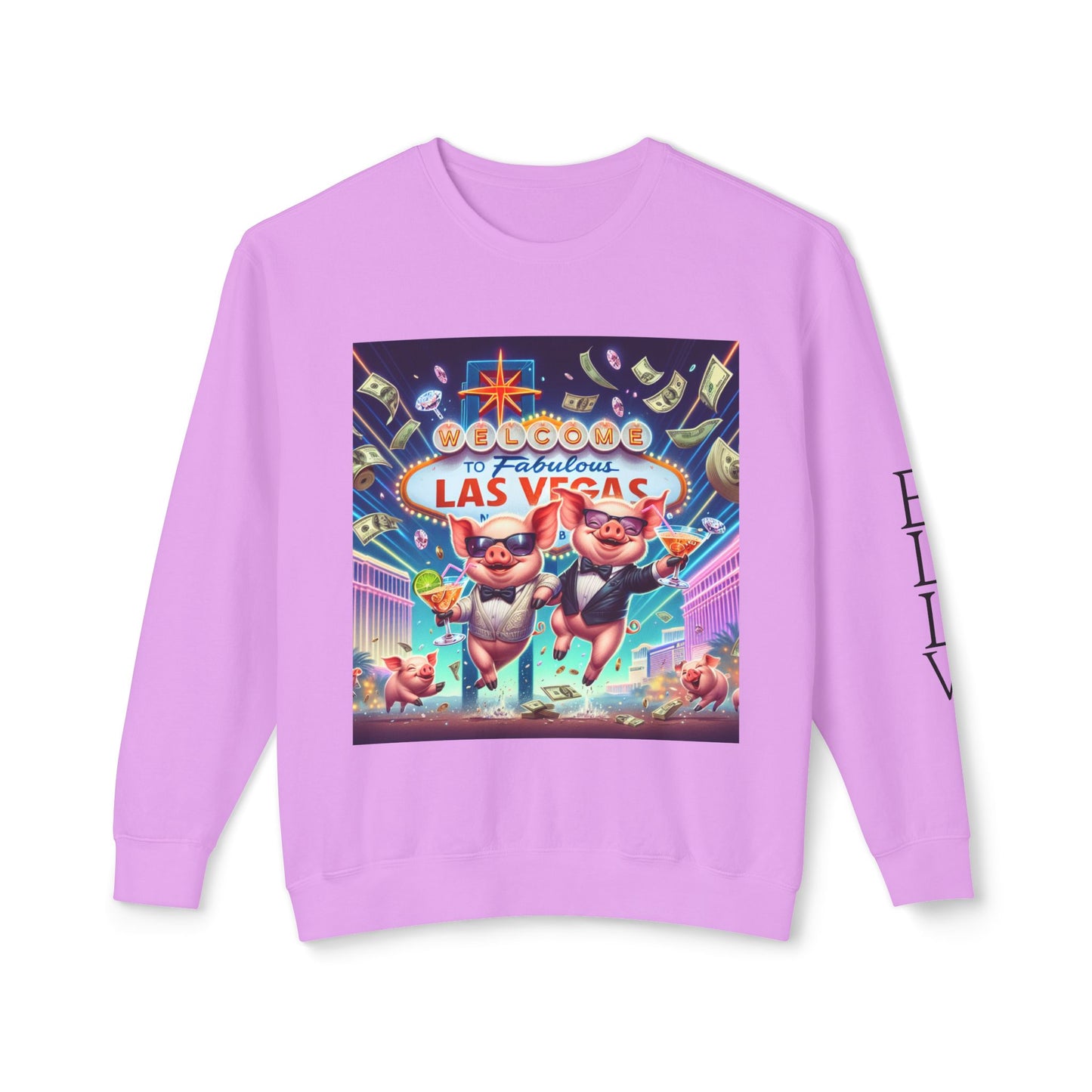 Happy as Pigs In Las Vegas ~ Uni Sex Crew Neck Sweat Shirt