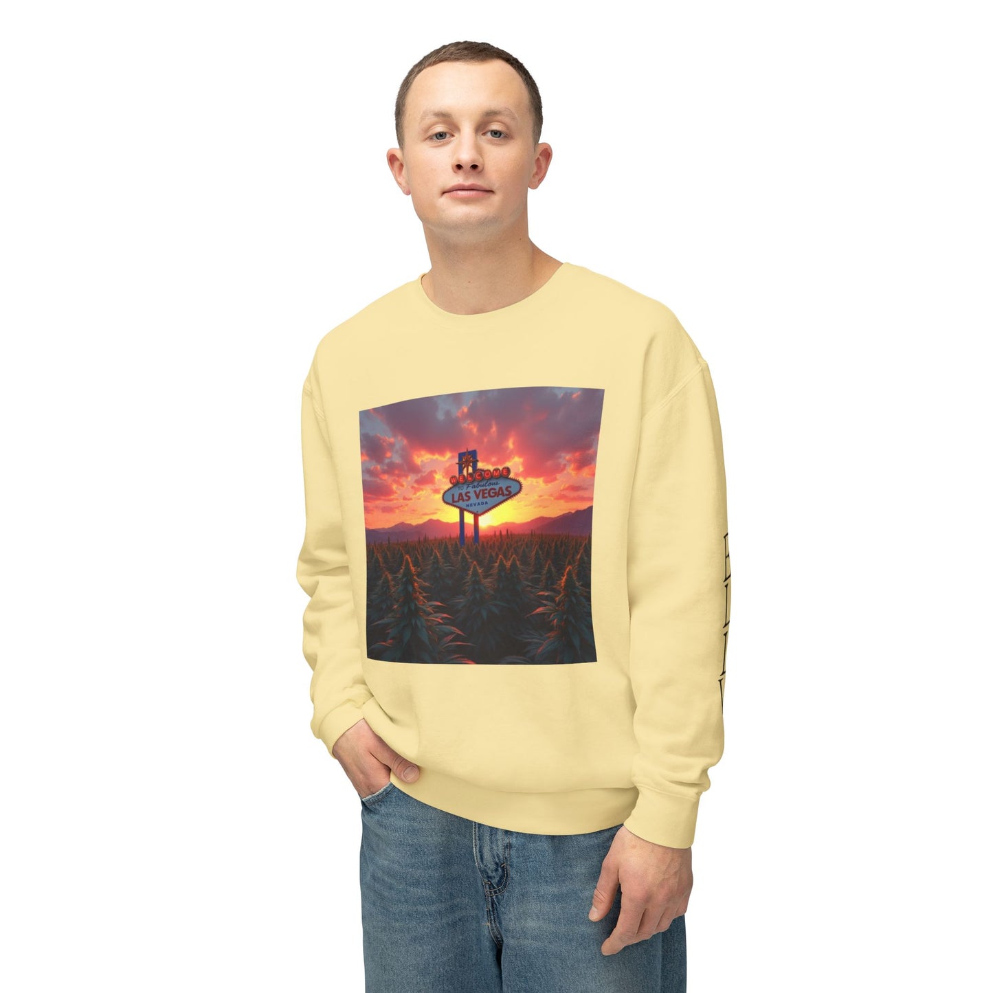 ELLV 420 Field in a Las Vegas Sunset ~ Uni Sec Crew Neck Sweatshirt