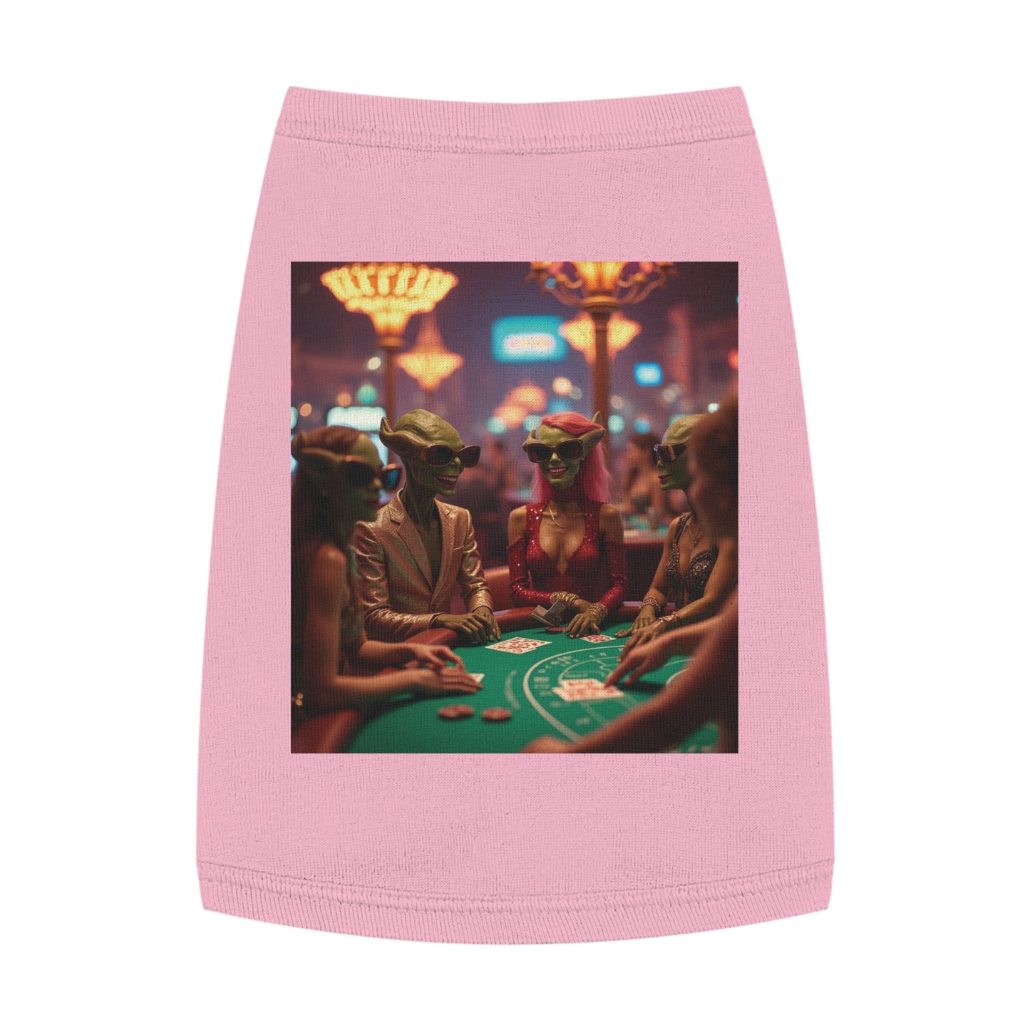 Aliens Playing Black Jack in Las Vegas Pet Tank Top - Fun & Trendy Dog Apparel