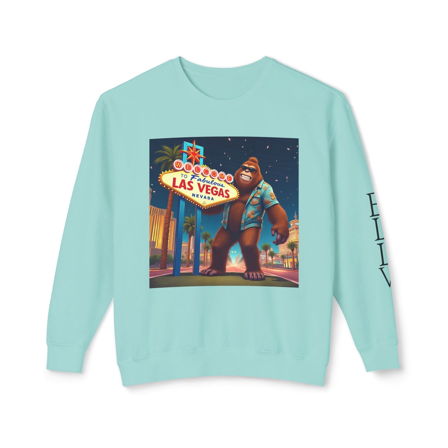 Sasquatch Welcome to Las Vegas Sign ~ Uni Sex Crew Neck Sweat Shirt