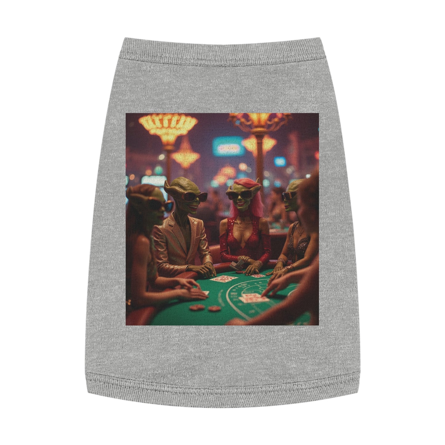 Aliens Playing Black Jack in Las Vegas Pet Tank Top - Fun & Trendy Dog Apparel