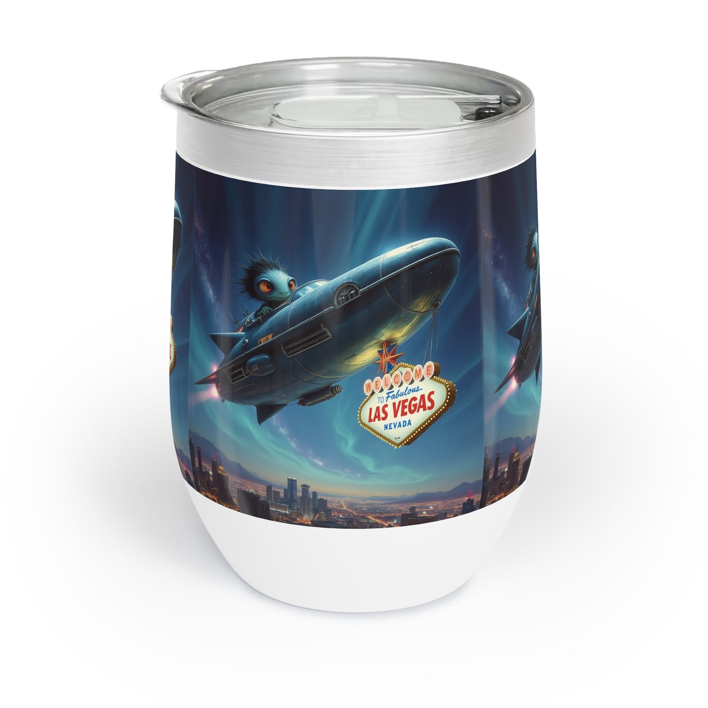 Aliens are Stealing the Welcome to Las Vegas Sign Wine Tumbler a MUST HAVE for your next Trip To Vegas! - Insulated Travel Cup for Wine Lovers