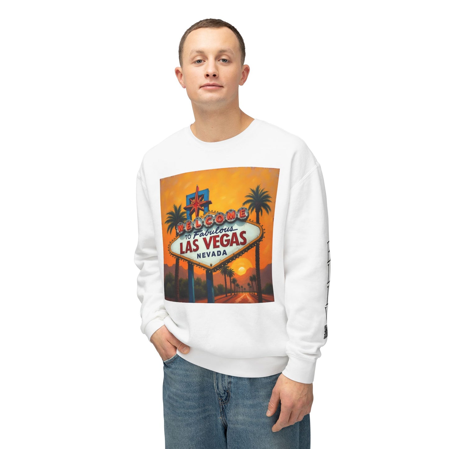 Colorful Welcome to Las Vegas Sign Sunset Uni Sex Sweatshirt