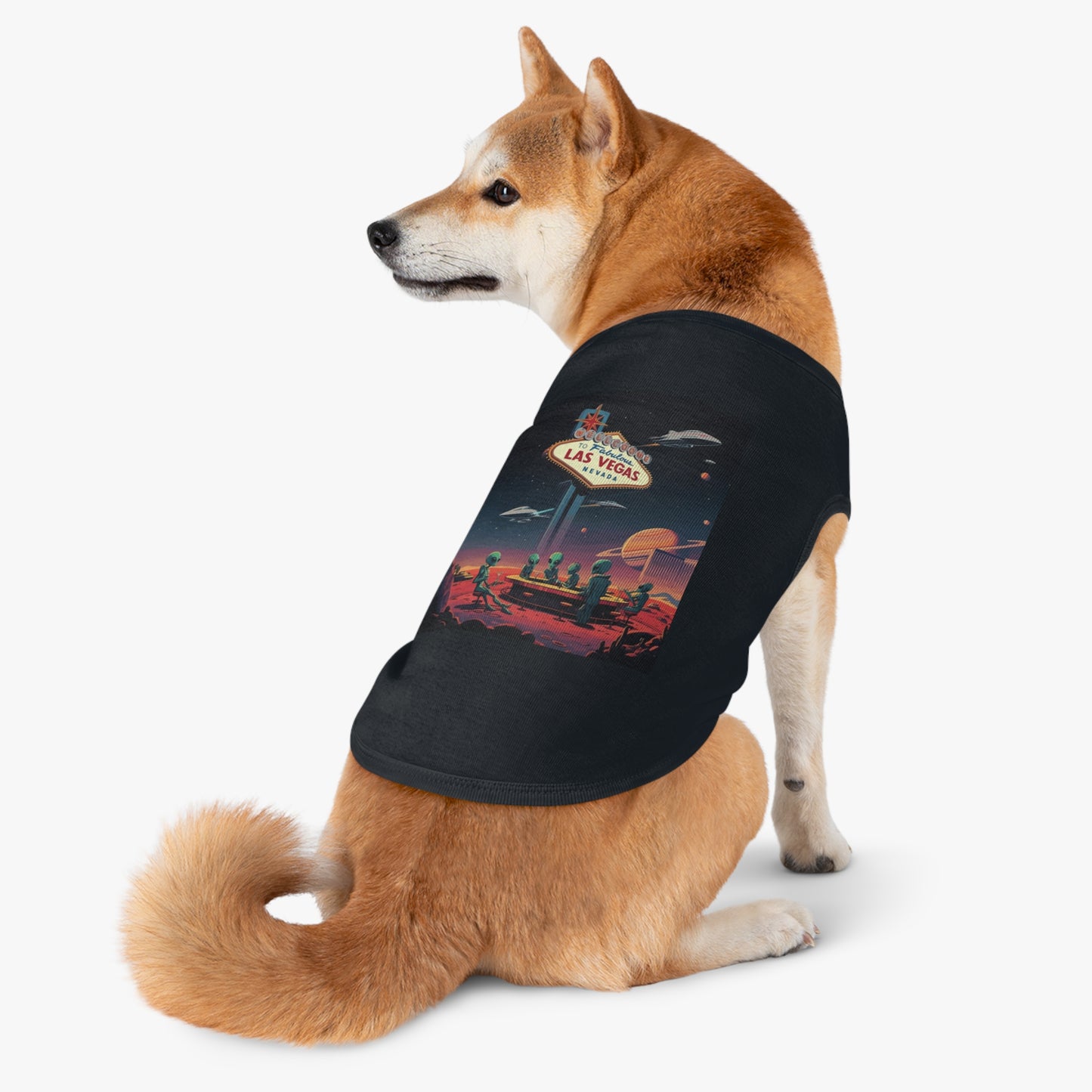 Aliens Hanging at the Welcome to Las Vegas Sign Pet Tank Top - Fun & Trendy Dog Apparel