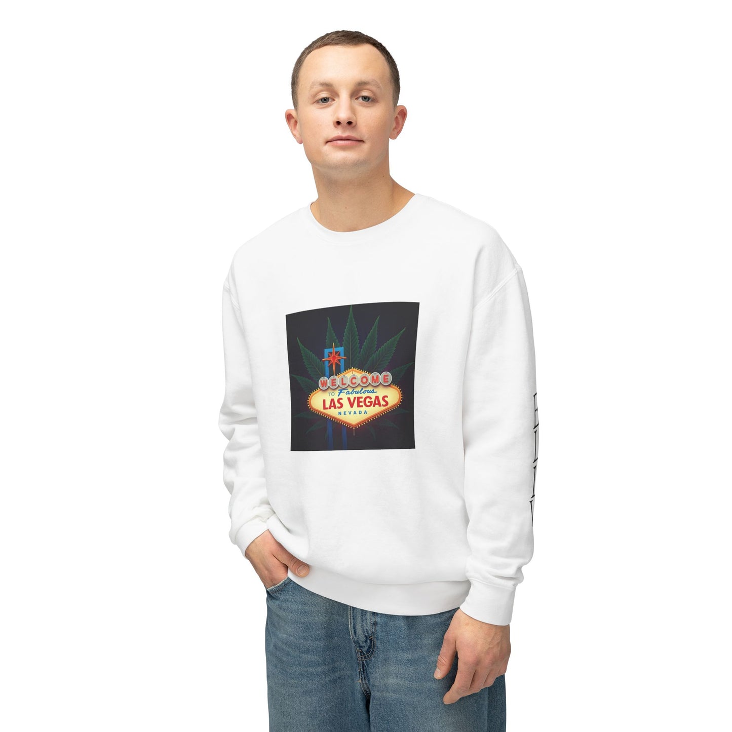 ELLV 420 Welcome to Fabulous Las Vegas Sign ~ Uni Sex Crew Neck Sweat Shirt