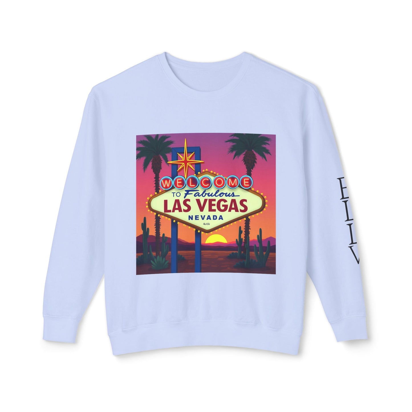 Welcome to Las Vegas Sign Colorful Desert Sunset ~ Uni Sex Crew Neck Sweat Shirt