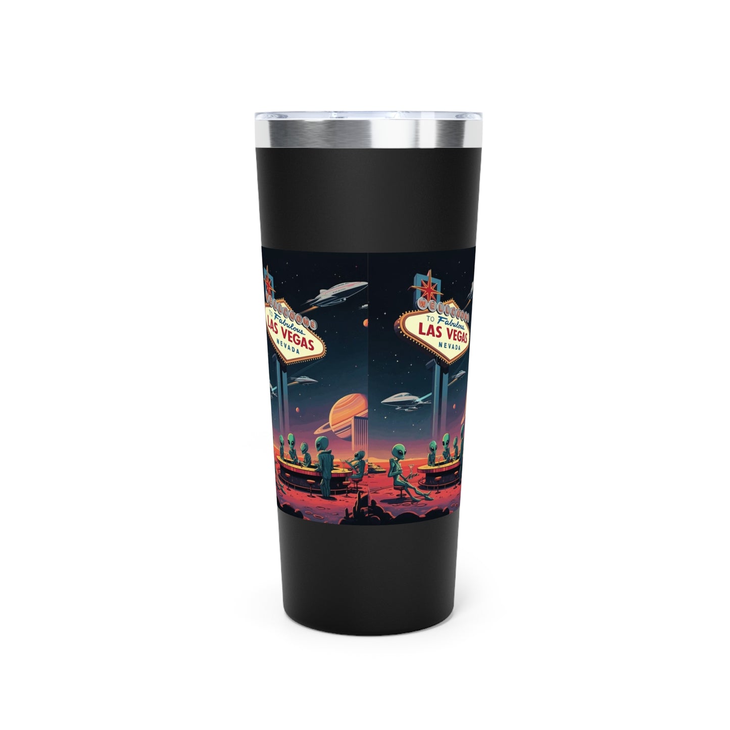 Aliens Hanging at the Welcome to Las Vegas Sign Travel Mug a MUST HAVE for your next Trip To Vegas! 22oz Copper Insulated Travel Mug