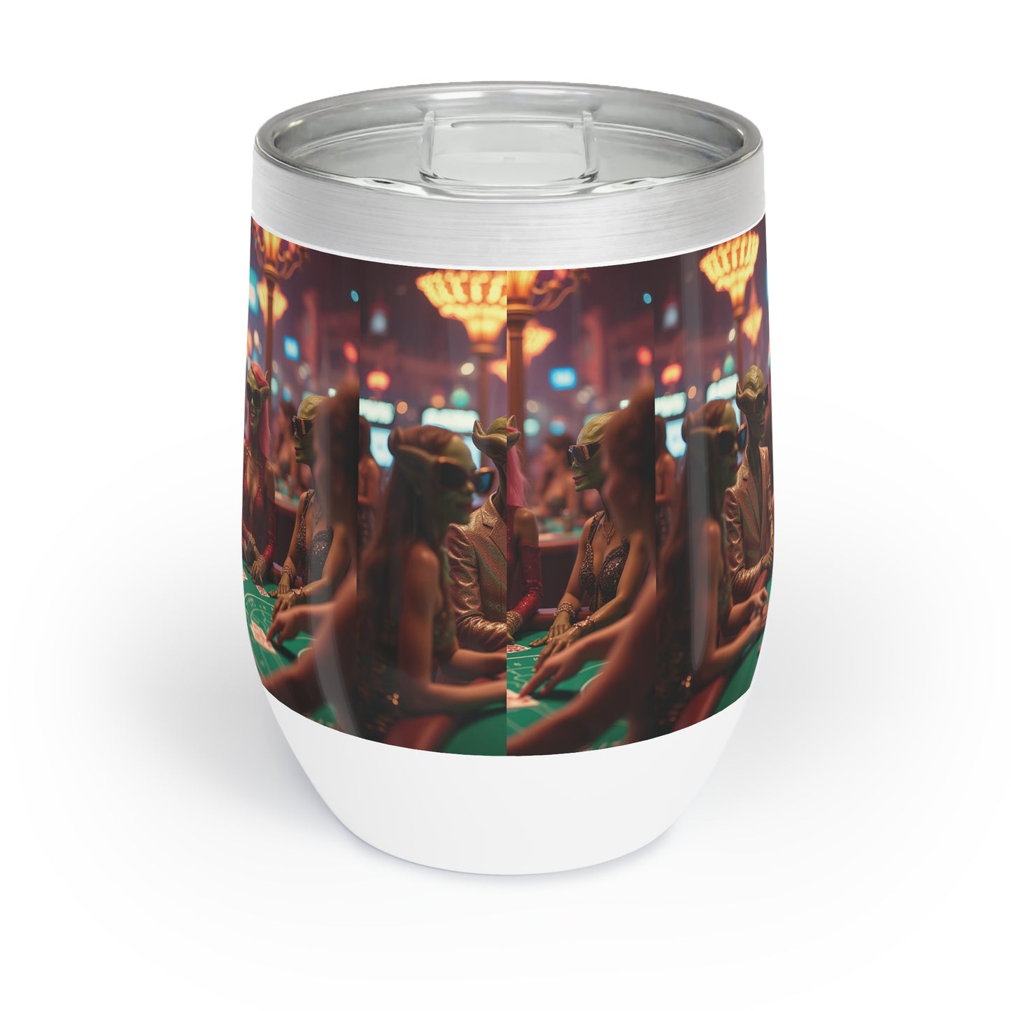 Aliens Playing Black Jack in Las Vegas Wine Tumbler a MUST HAVE for your next Trip To Vegas! - Insulated Travel Cup for Wine Lovers