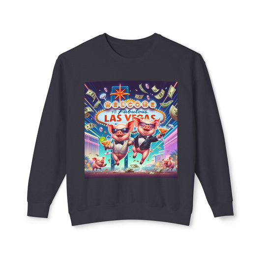 Happy as Pigs In Las Vegas ~ Uni Sex Crew Neck Sweat Shirt