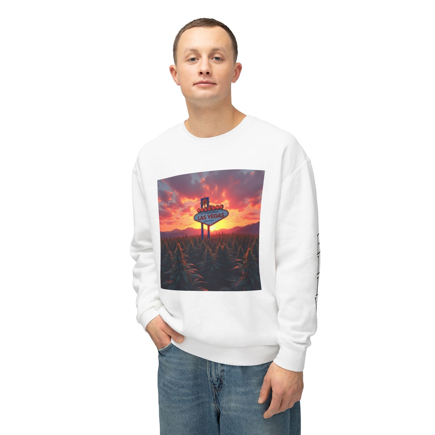 ELLV 420 Field in a Las Vegas Sunset ~ Uni Sec Crew Neck Sweatshirt