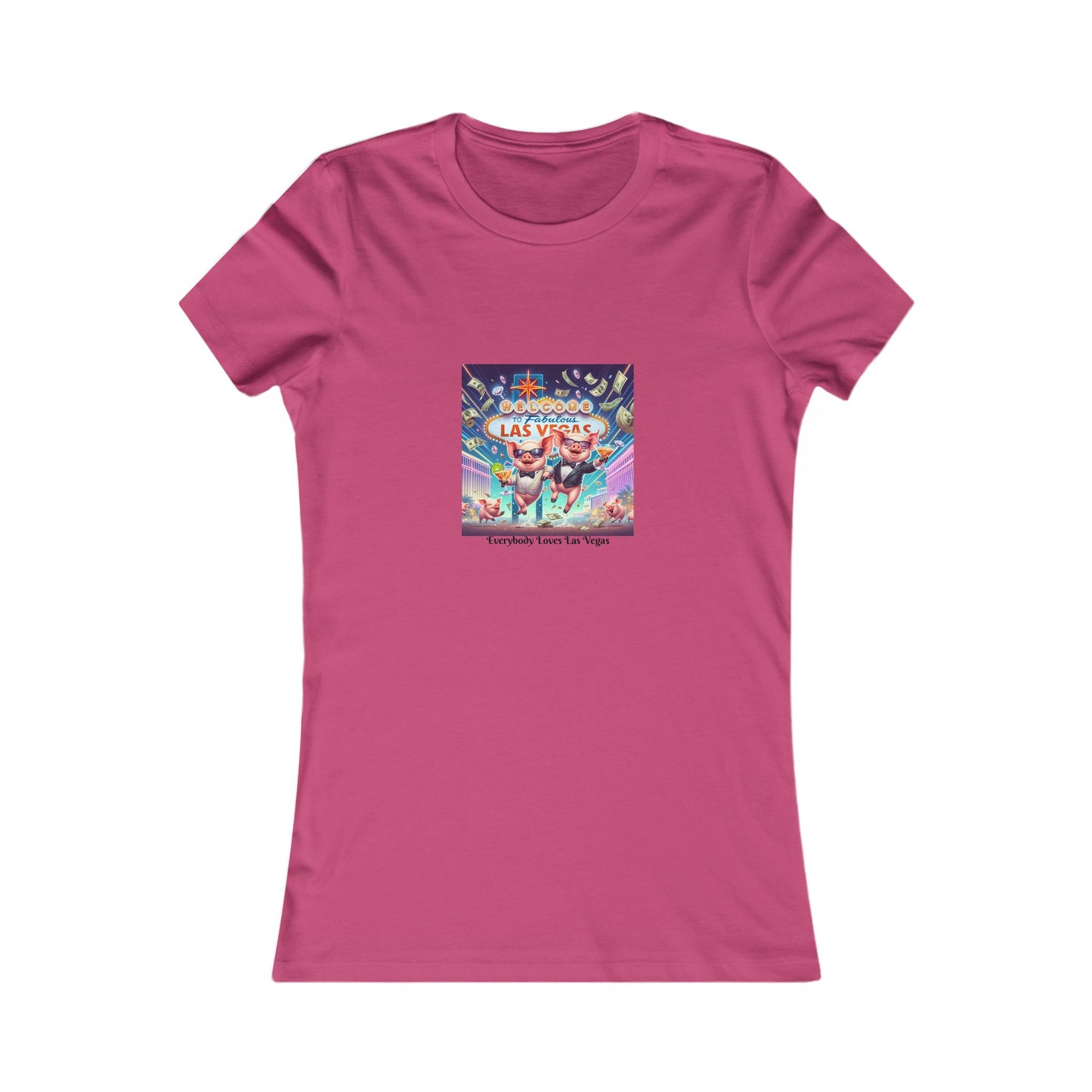 Pigs partying it up at the Welcome to Las Vegas sign ~ Women's Favorite Tee