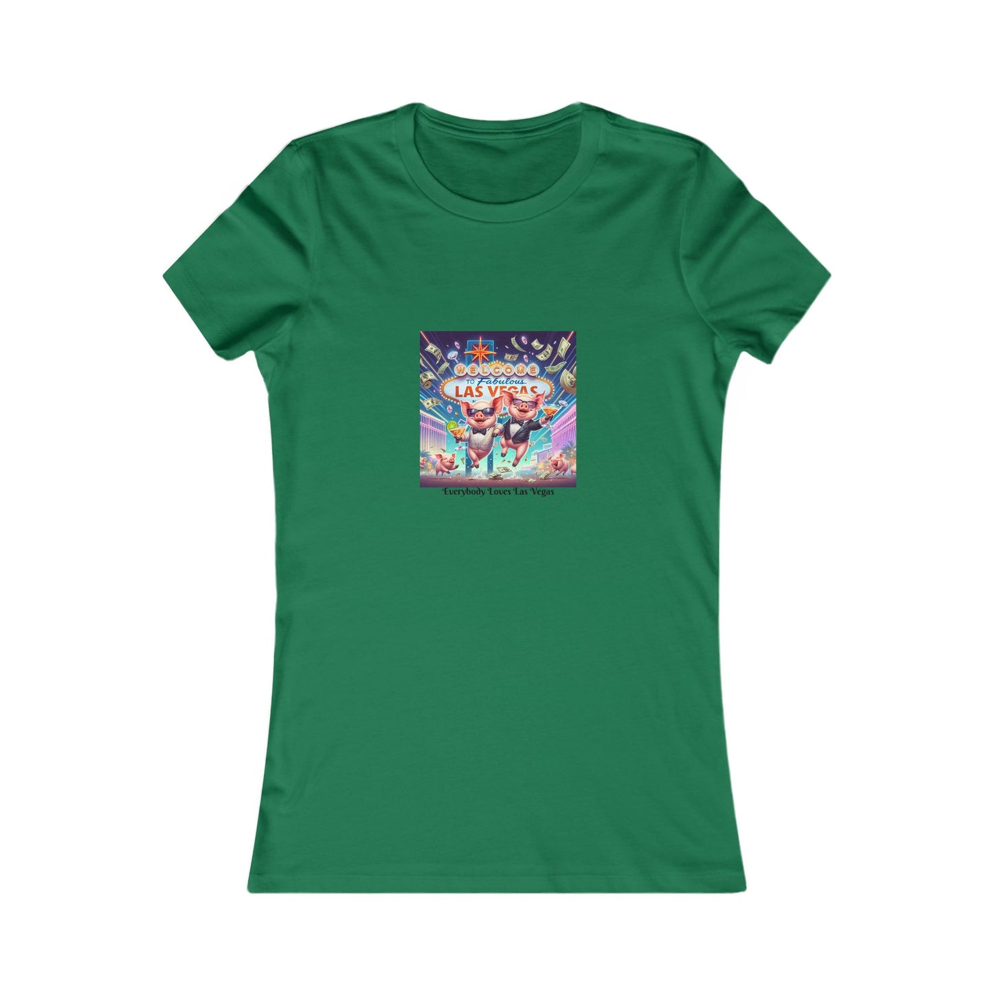 Pigs partying it up at the Welcome to Las Vegas sign ~ Women's Favorite Tee