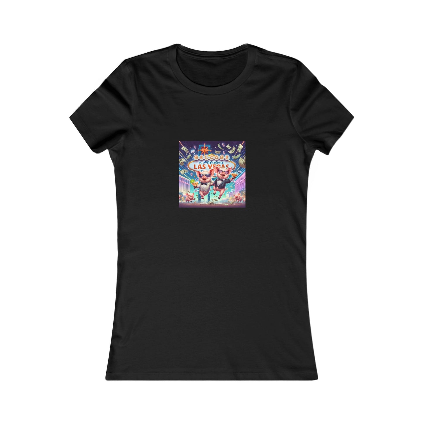 Pigs partying it up at the Welcome to Las Vegas sign ~ Women's Favorite Tee