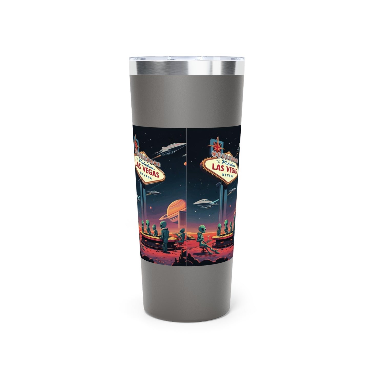 Aliens Hanging at the Welcome to Las Vegas Sign Travel Mug a MUST HAVE for your next Trip To Vegas! 22oz Copper Insulated Travel Mug