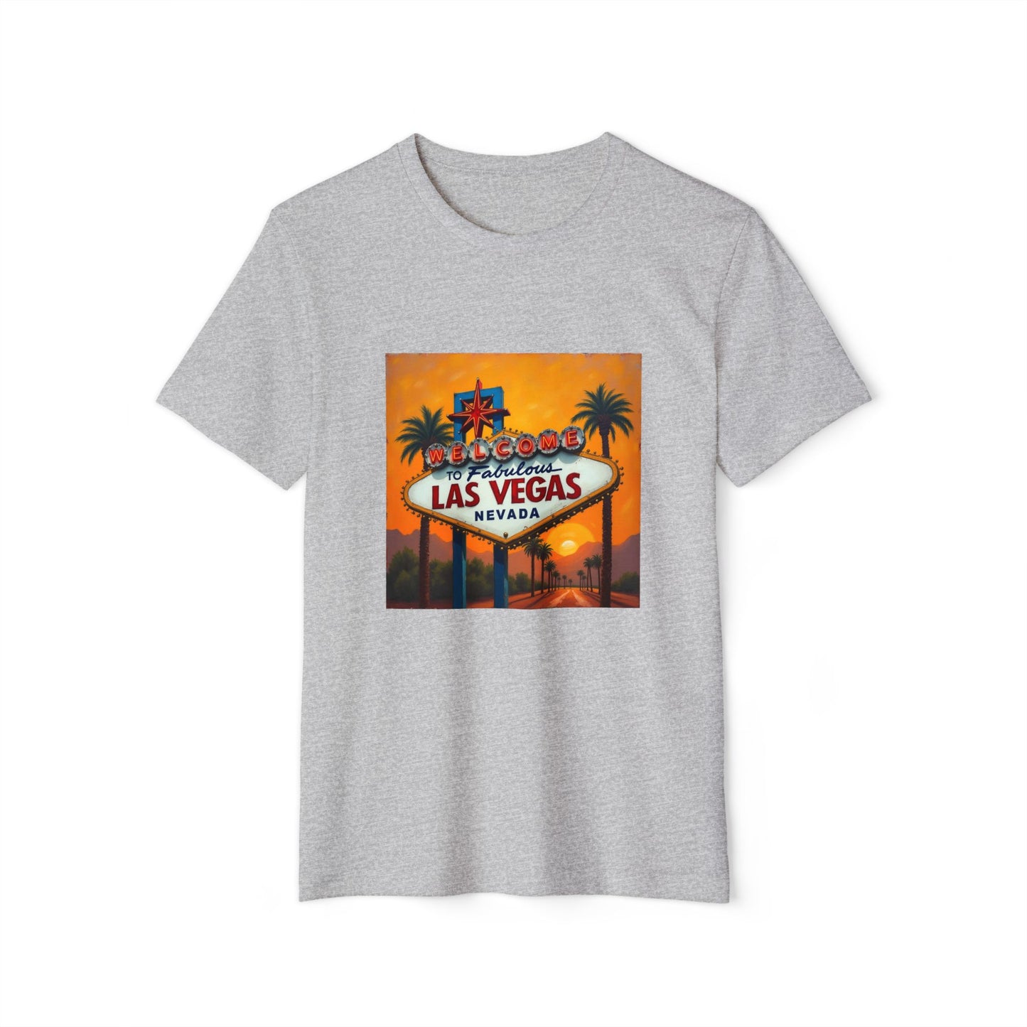 Colorful Welcome to Las Vegas Sign Sunset ~ Organic T-Shirt for Travel Lovers