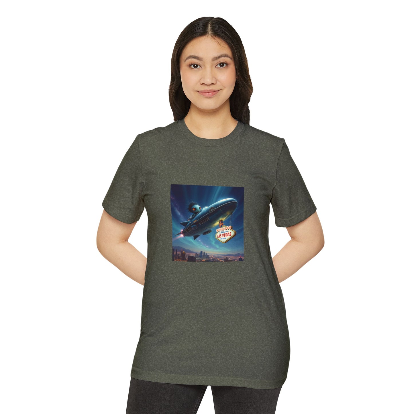 Aliens are stealing the Welcome to Las Vegas Sign ~ Organic T-Shirt for Travel Lovers