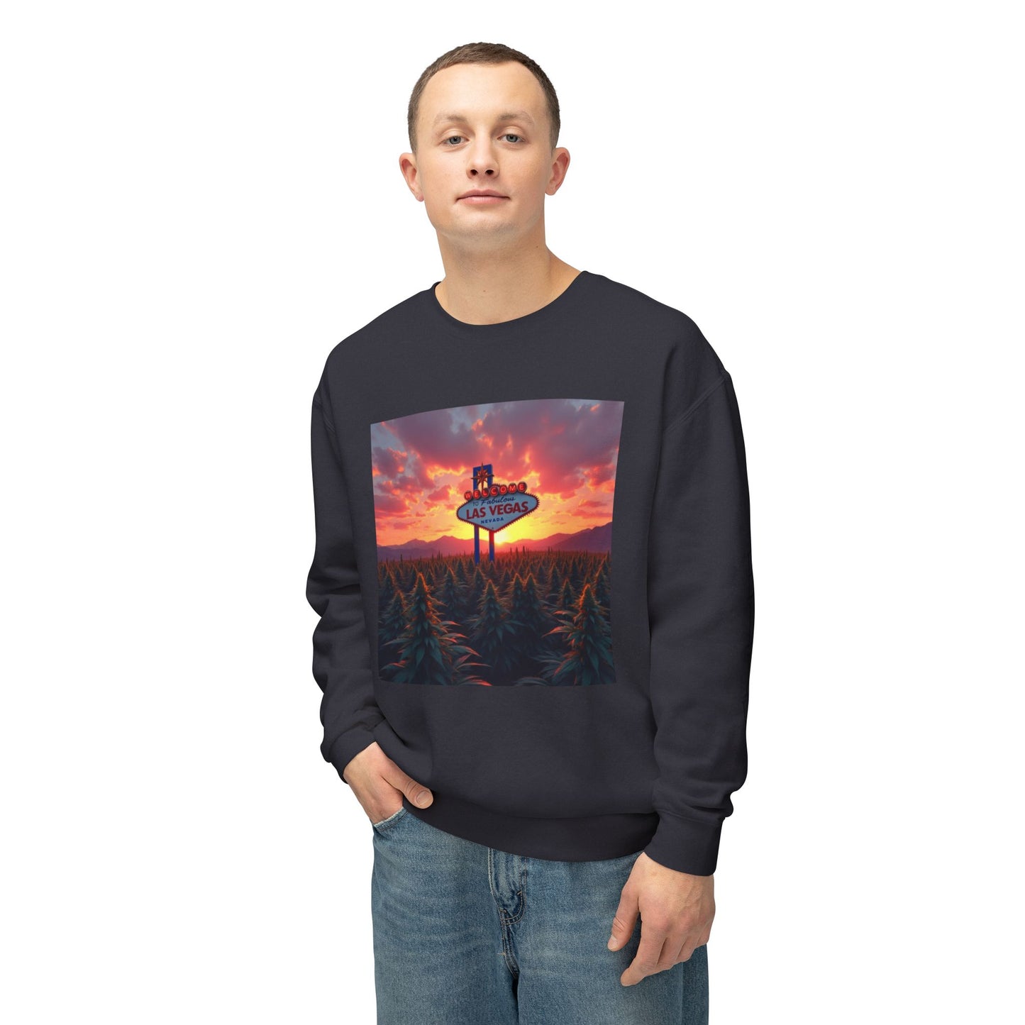 ELLV 420 Field in a Las Vegas Sunset ~ Uni Sec Crew Neck Sweatshirt