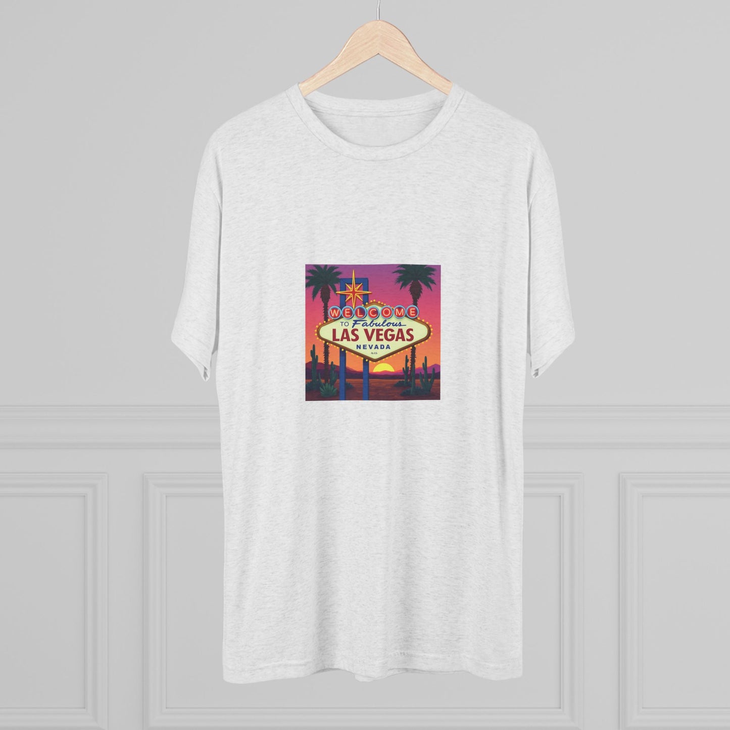 Welcome to Las Vegas Colorful desert Sunset Sign ~ Uni Sex Tri Blend Soft T