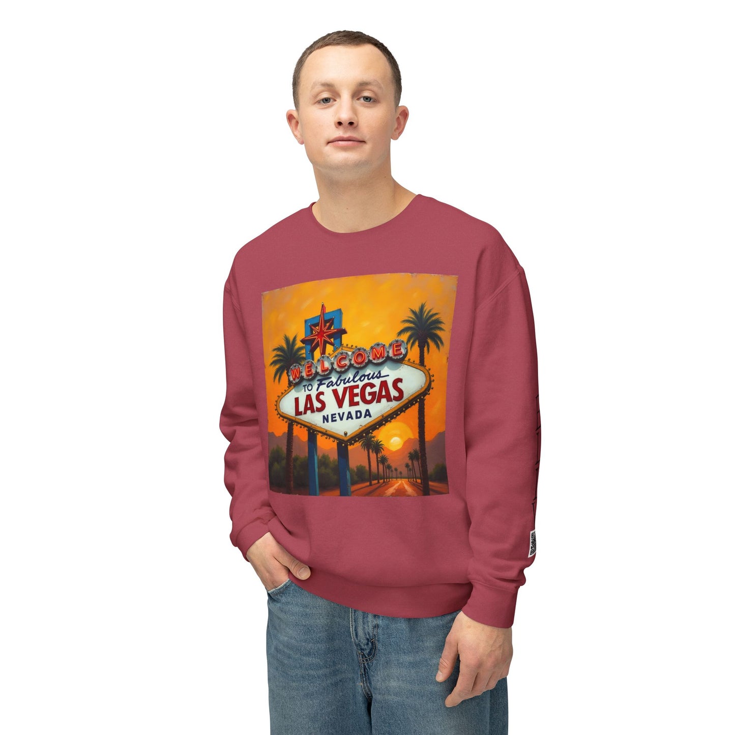 Colorful Welcome to Las Vegas Sign Sunset Uni Sex Sweatshirt