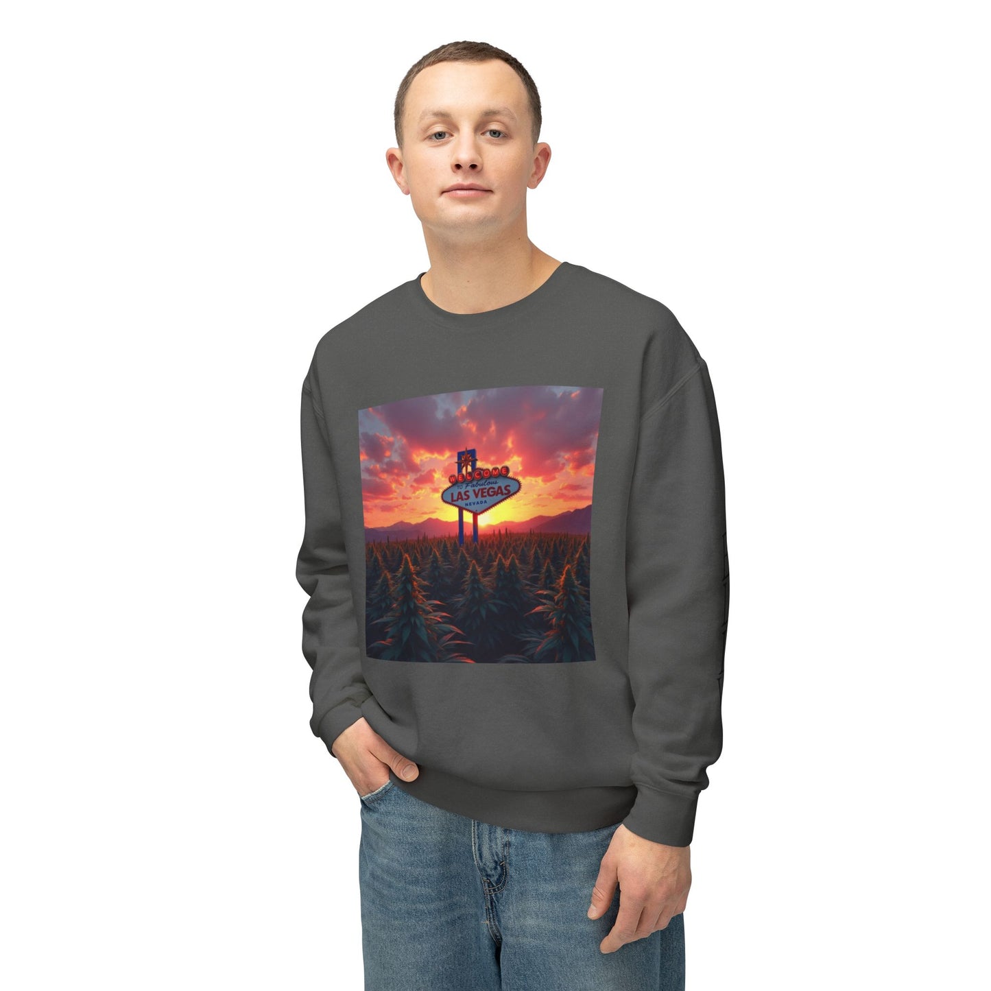 ELLV 420 Field in a Las Vegas Sunset ~ Uni Sec Crew Neck Sweatshirt