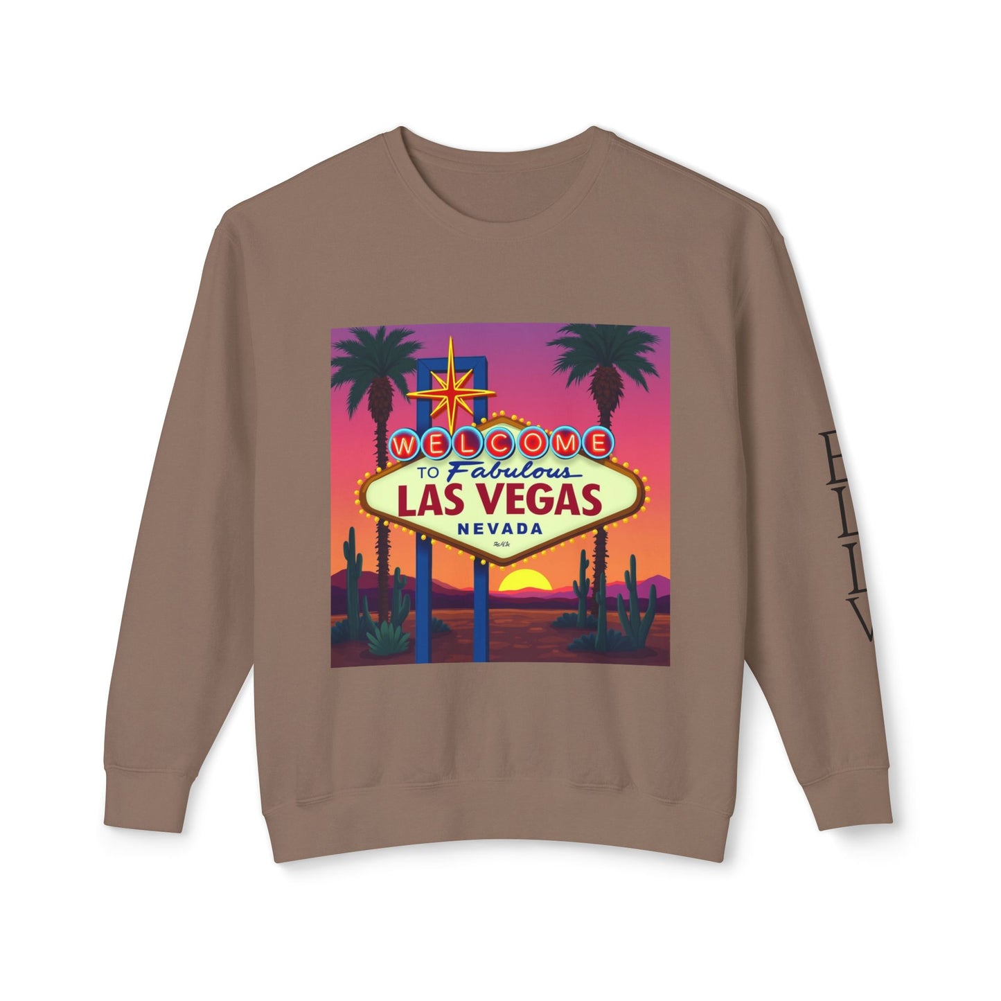 Welcome to Las Vegas Sign Colorful Desert Sunset ~ Uni Sex Crew Neck Sweat Shirt