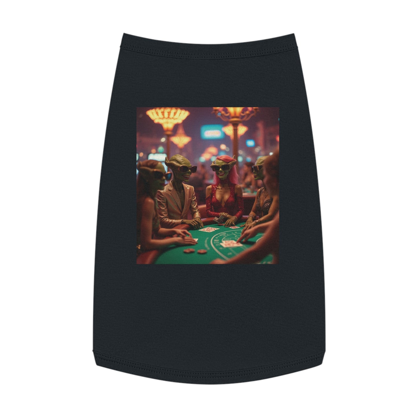 Aliens Playing Black Jack in Las Vegas Pet Tank Top - Fun & Trendy Dog Apparel