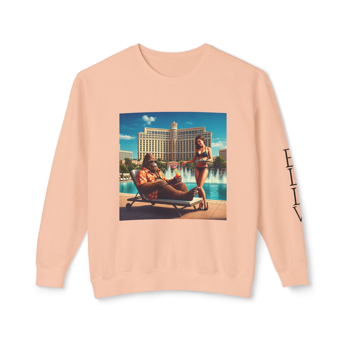 Sasquatch Chillin with a cocktail by a Resort Pool in Las Vegas ~ Uni Sex Crew Neck Sweat Shirt