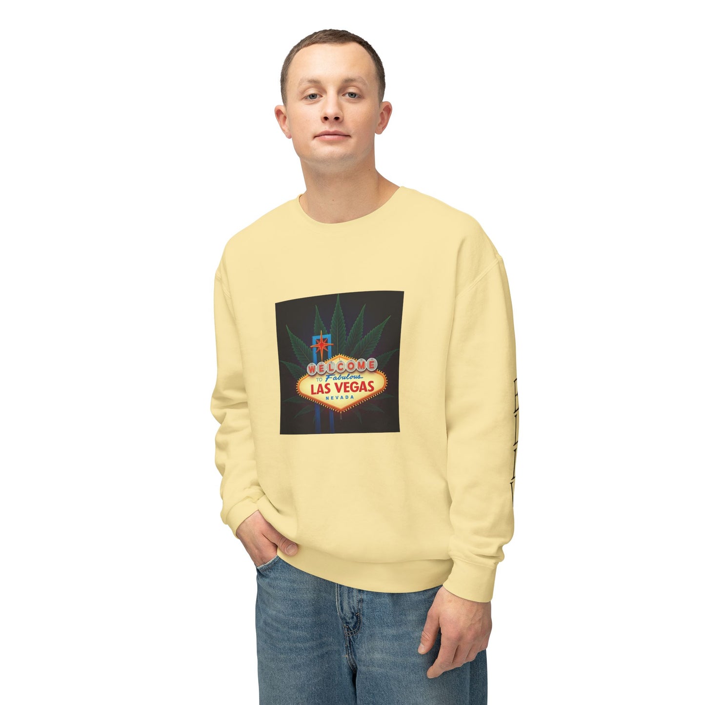 ELLV 420 Welcome to Fabulous Las Vegas Sign ~ Uni Sex Crew Neck Sweat Shirt