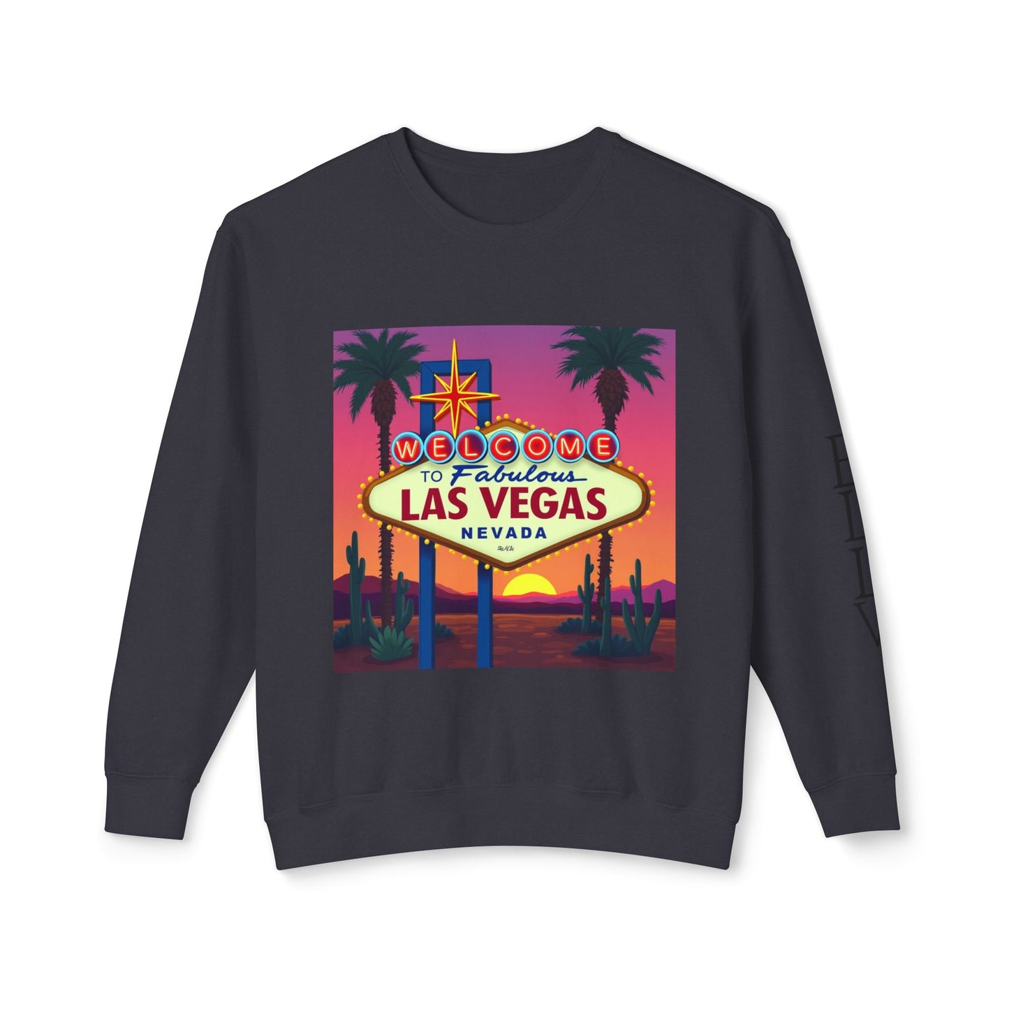 Welcome to Las Vegas Sign Colorful Desert Sunset ~ Uni Sex Crew Neck Sweat Shirt