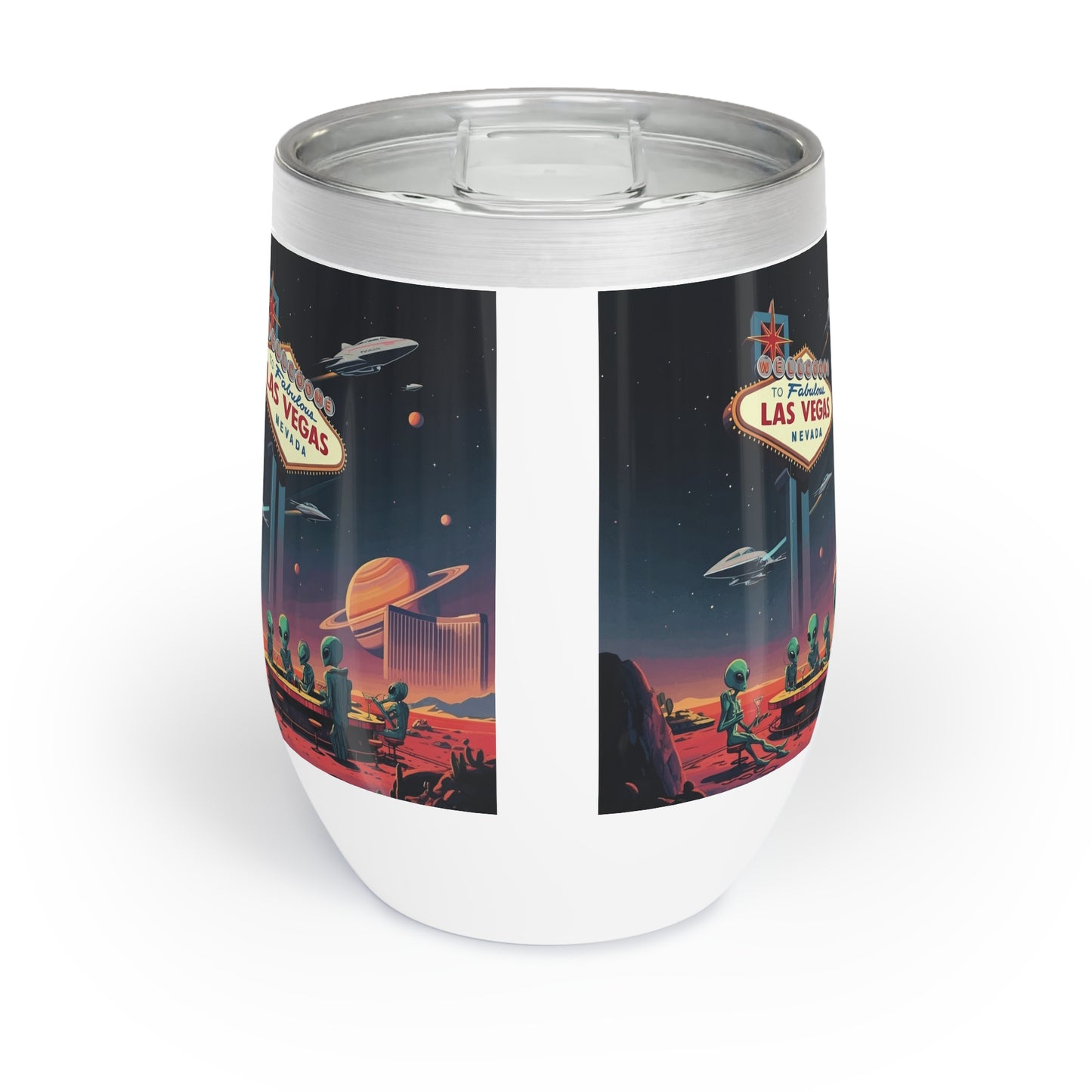 Aliens Hanging at the Welcome to Las Vegas Sign Wine Tumbler a MUST HAVE for your next Trip To Vegas! - Insulated Travel Cup for Wine Lovers